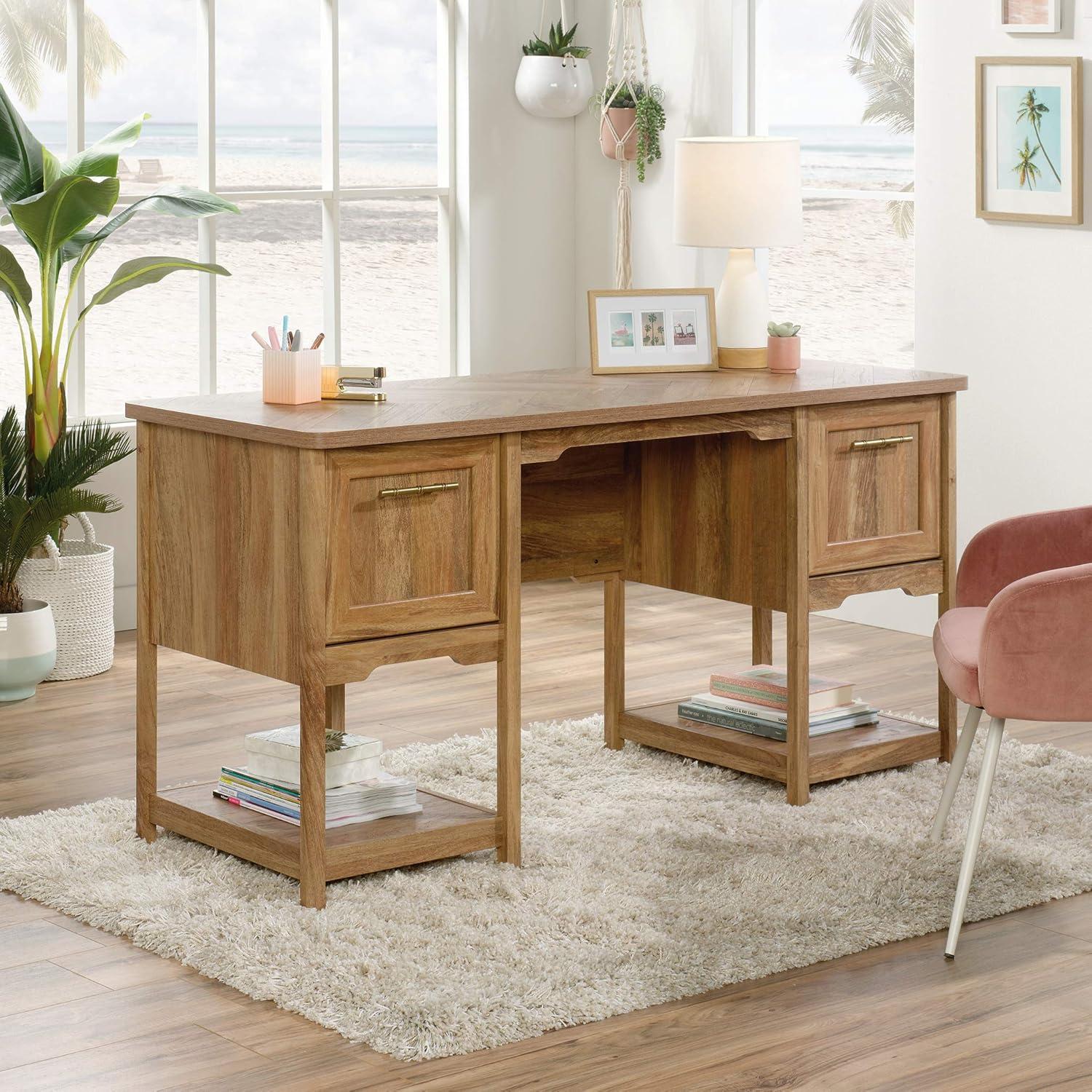 Sindoori Mango Wood Desk with Drawers and Filing Cabinet