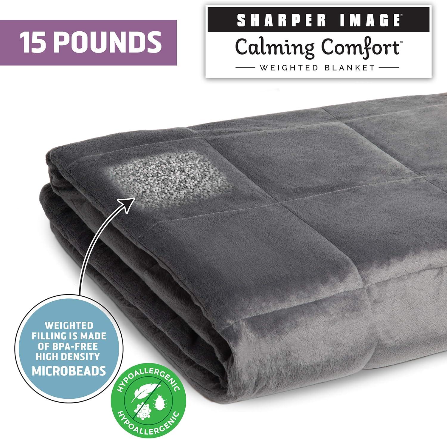 Calming 15 lb Grey Weighted Blanket for Relaxation