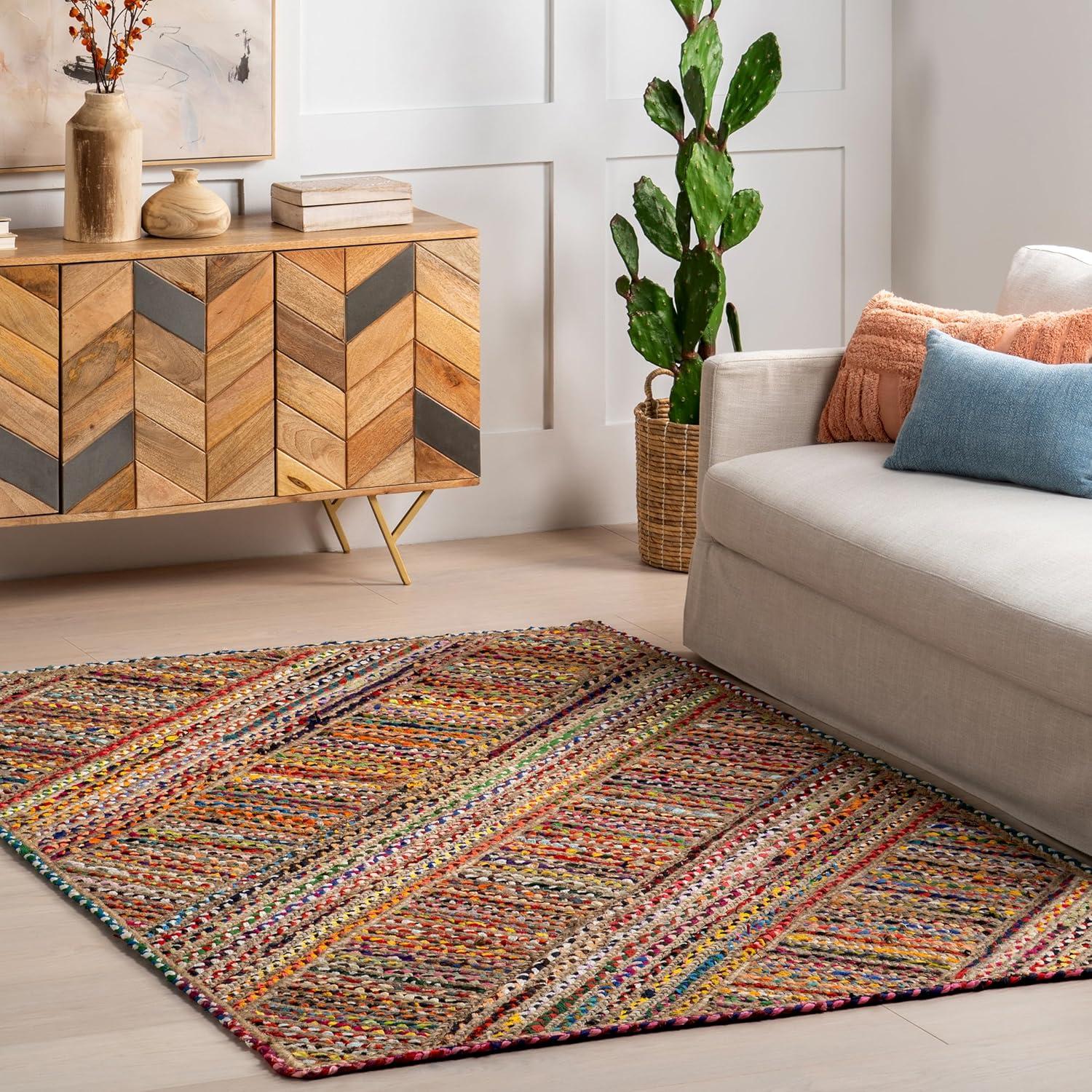 Emsley Multicolor Handcrafted Cotton and Jute Area Rug