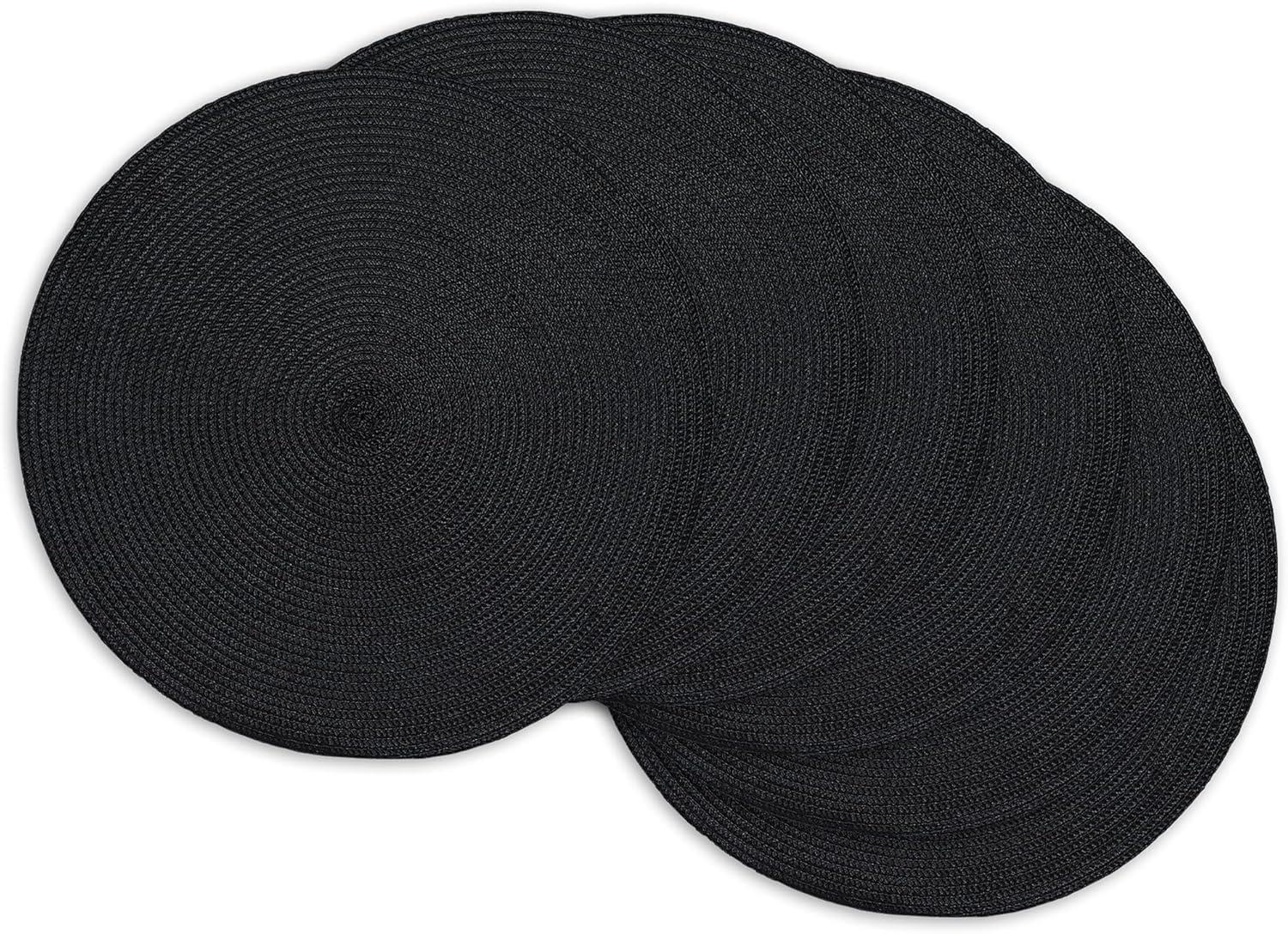 Black Round Vinyl Placemat Set of 6