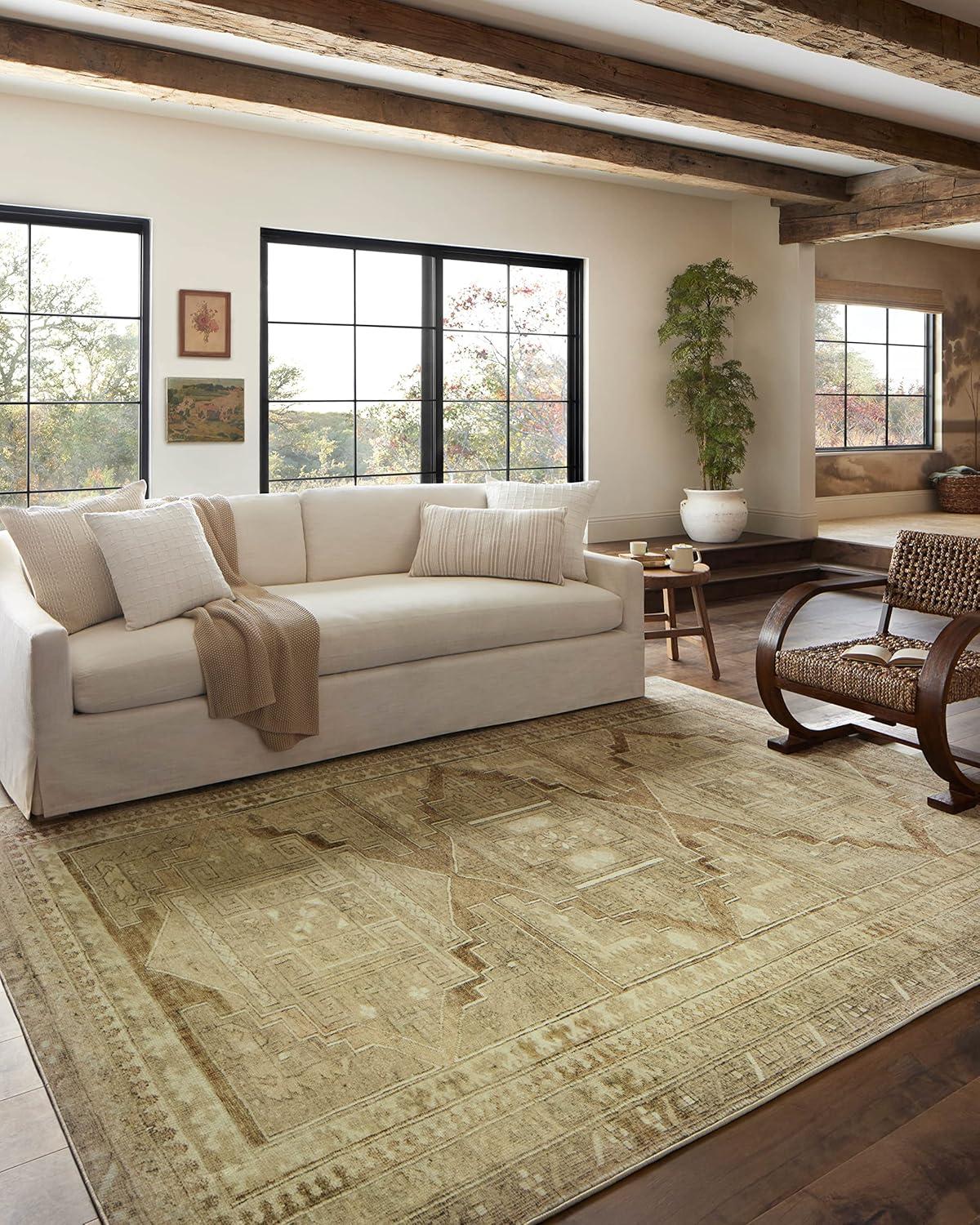 Sinclair II Rug by Magnolia Home by Joanna Gaines x Loloi - Khaki and Tobacco / 2' x 5'