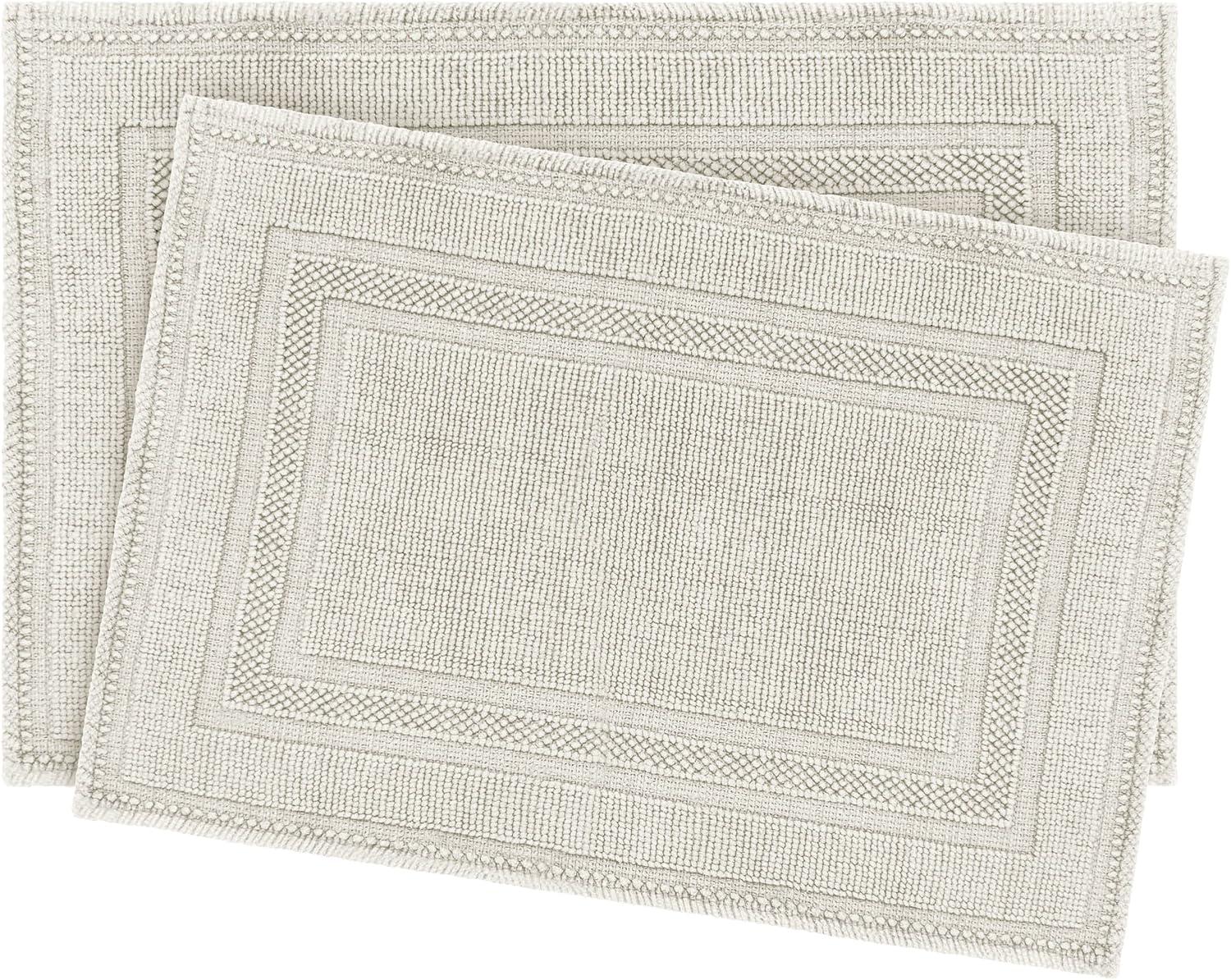 Jean Pierre Cotton Stonewash Racetrack 2-Piece Bath Rug Set, Lt Gray