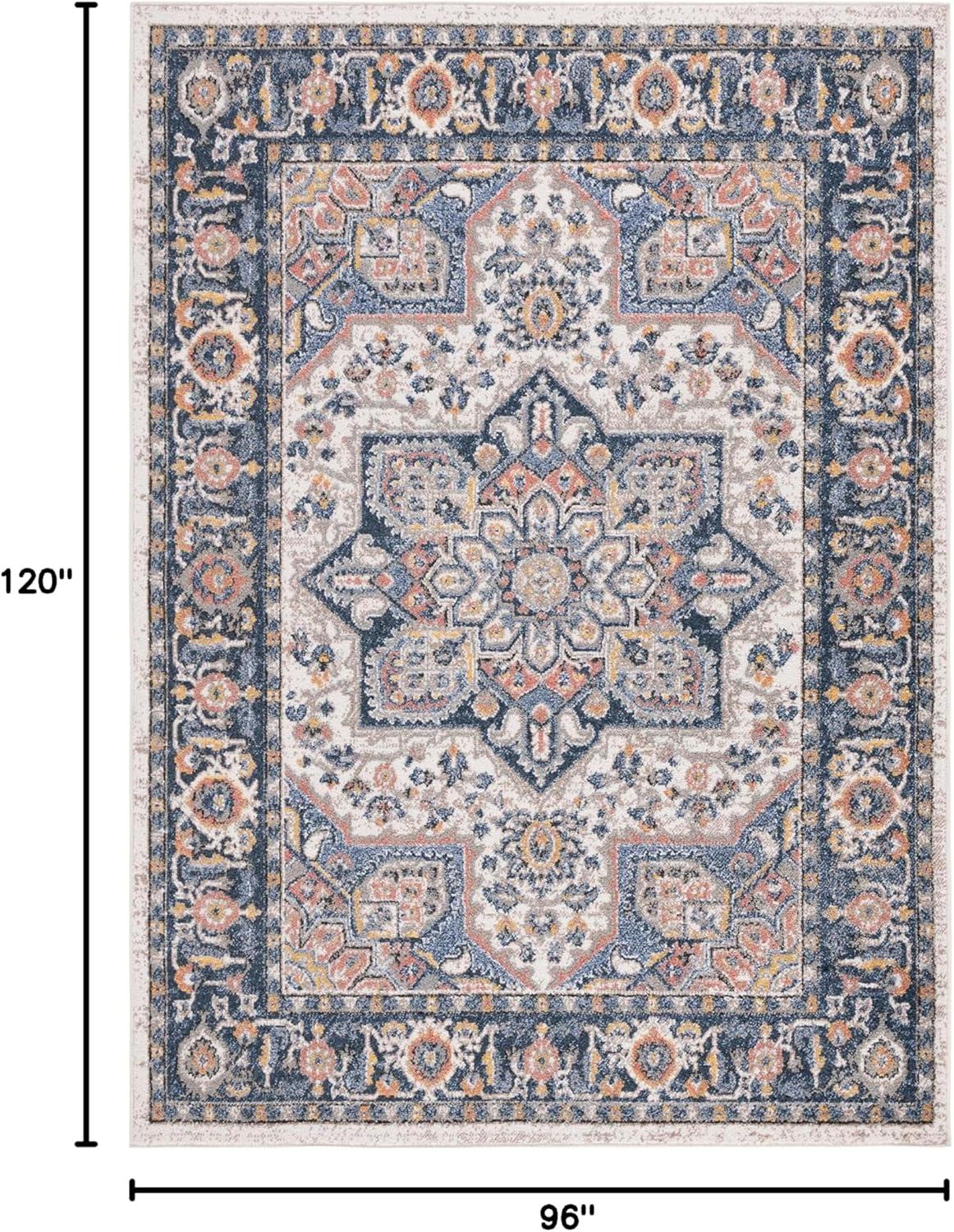 Reversible Blue Synthetic 8' x 10' Stain-Resistant Rectangular Rug