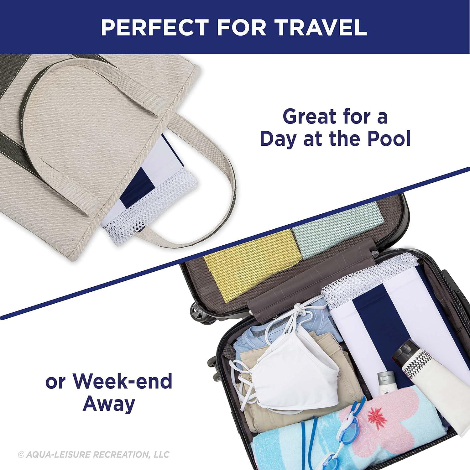 Aqua-Leisure 4 in 1 Inflatable Monterey Hammock Pool Float Chair, Navy Striped