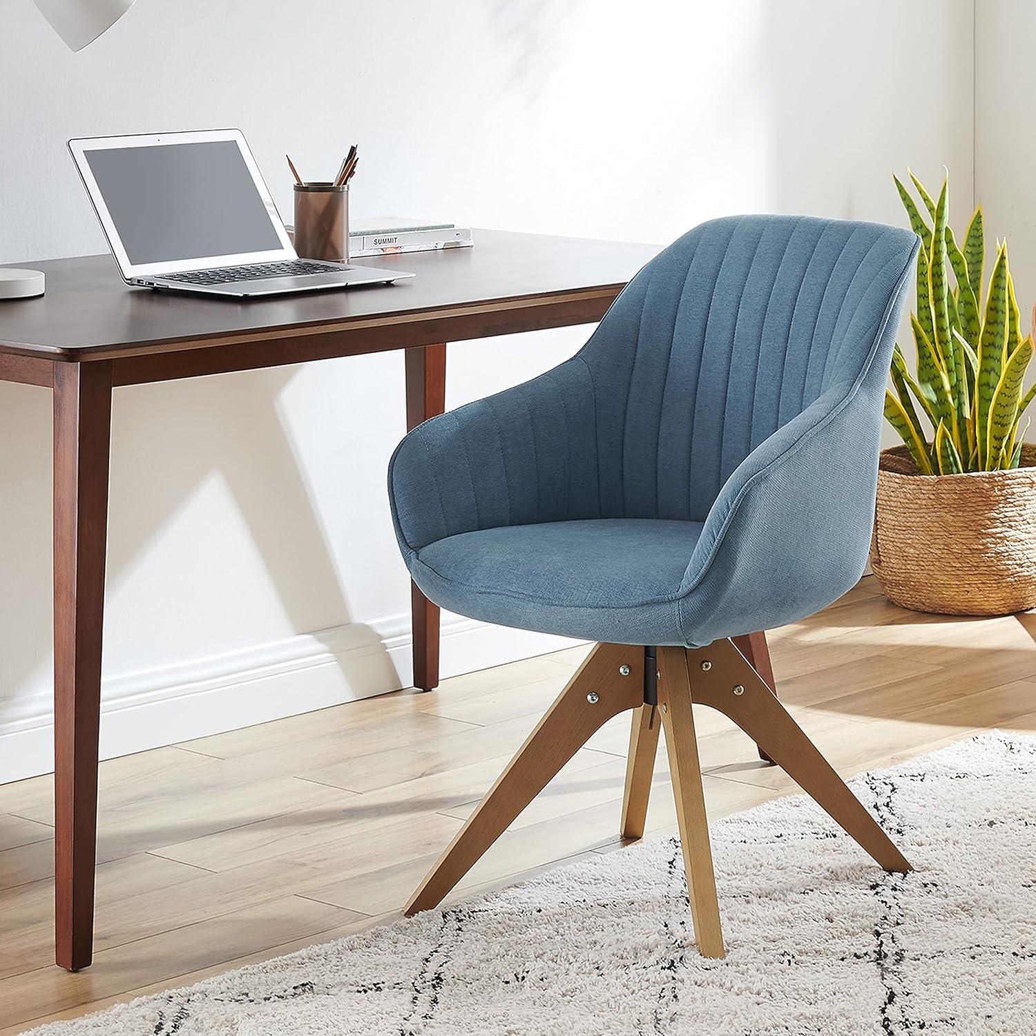 Royal Blue Swivel Accent Chair with Metal Frame