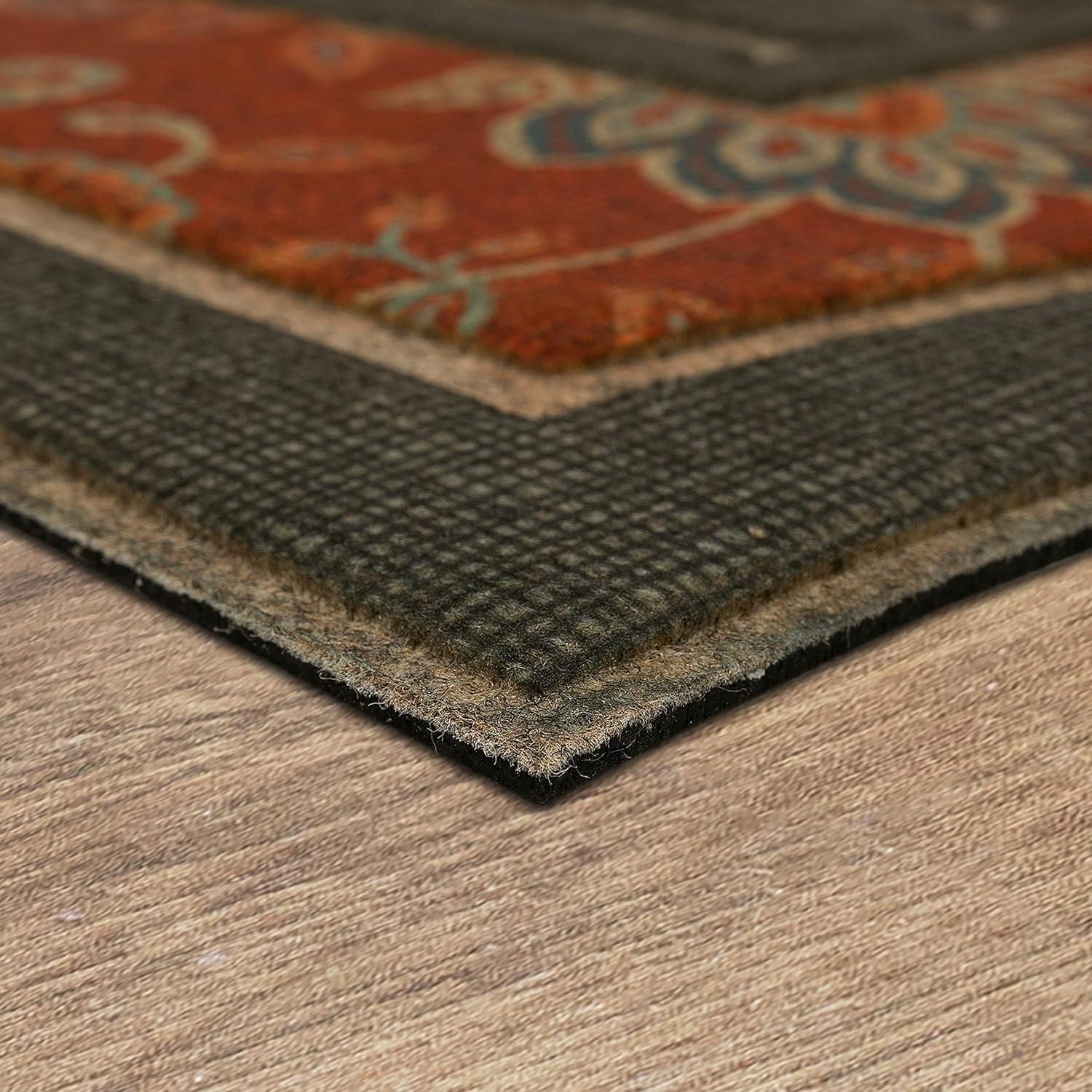 Mohawk 2'x3' 'Home' Ornamental Entry Mat Cozy Jacobean Red/Gray: Indoor Traditional Floral Door Mat, Recycled Rubber