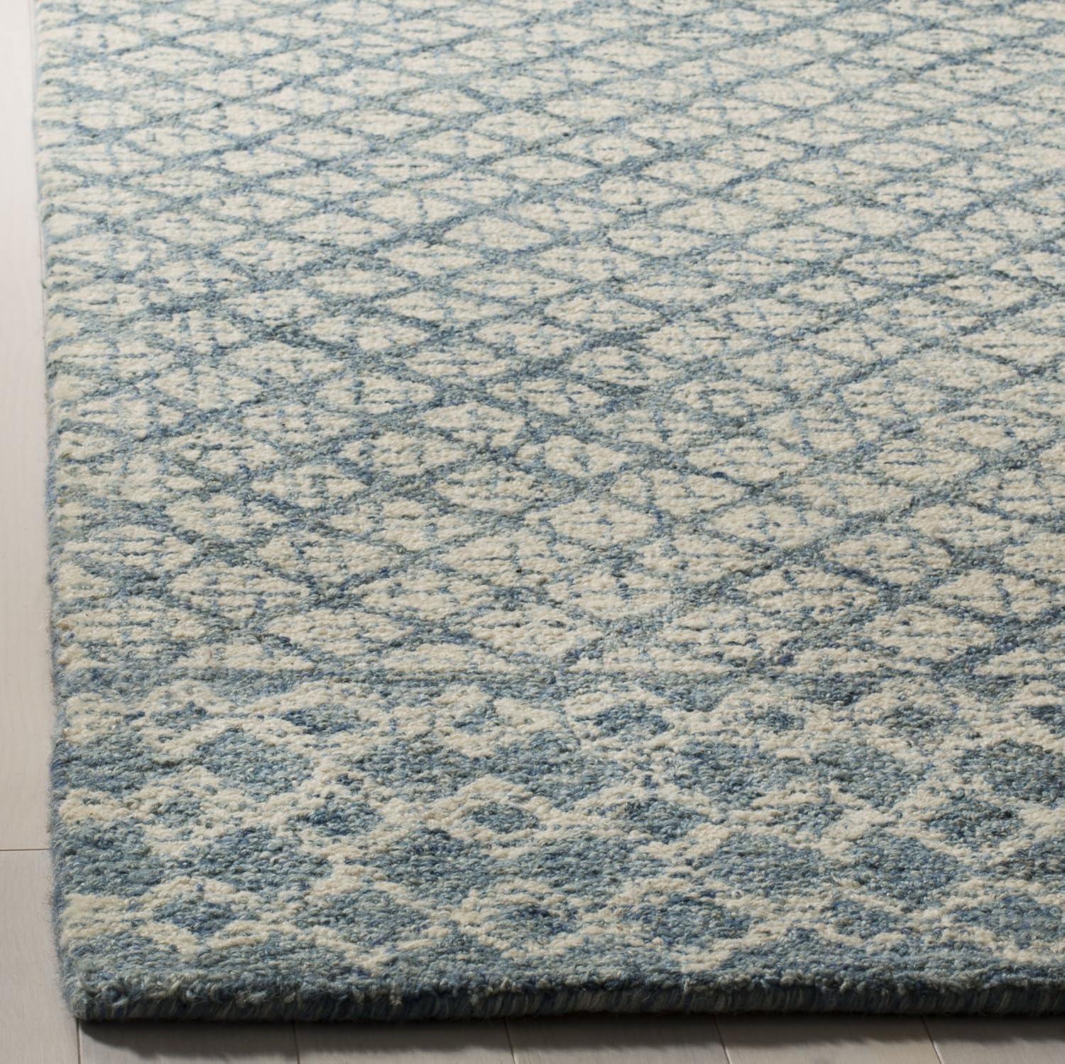 Abstract ABT203 Handmade Indoor Area Rug - Blue/Ivory - 6'x9' - Safavieh