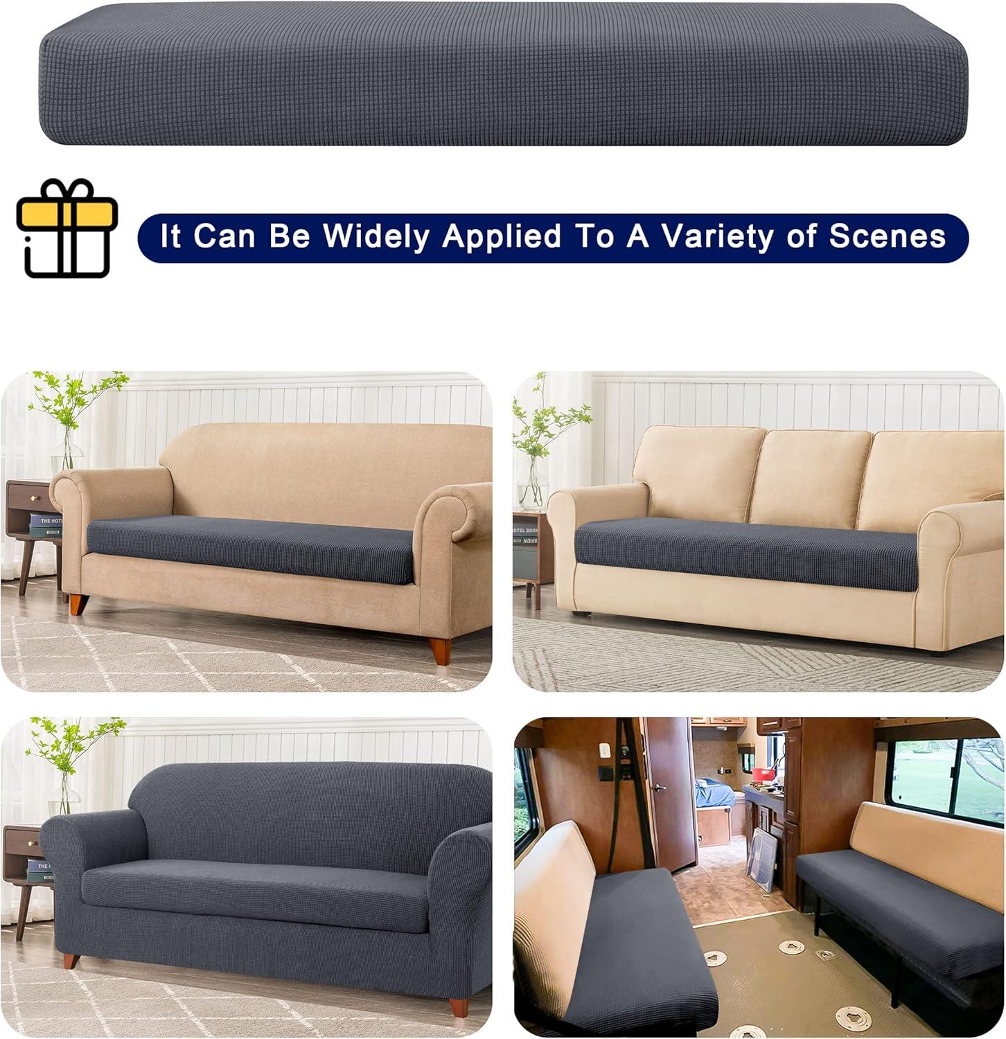 Subrtex Stretch 2-Piece Textured Plaid Sofa Slipcover, Gray