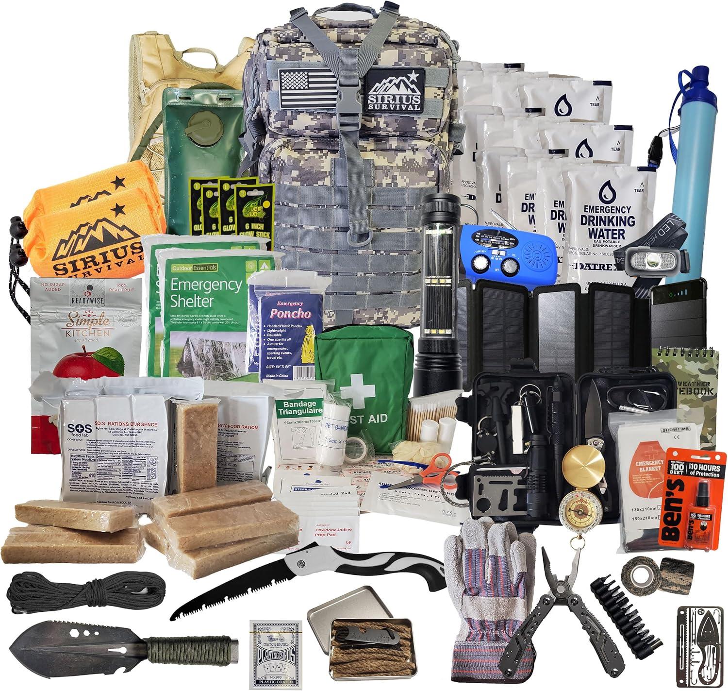 Sirius Survival Bug Out Bag - Premium Bugout Backpack Pre-Packed Survival Kit - Ultimate Bug Out Bag Backpack Survival Kit - Comprehensive Survival Bag - Go Bag Emergency Backpack - Digital Camo