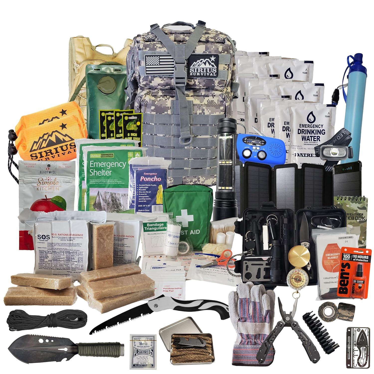 Sirius Survival Bug Out Bag - Premium Bugout Backpack Pre-Packed Survival Kit - Ultimate Bug Out Bag Backpack Survival Kit - Comprehensive Survival Bag - Go Bag Emergency Backpack - Digital Camo