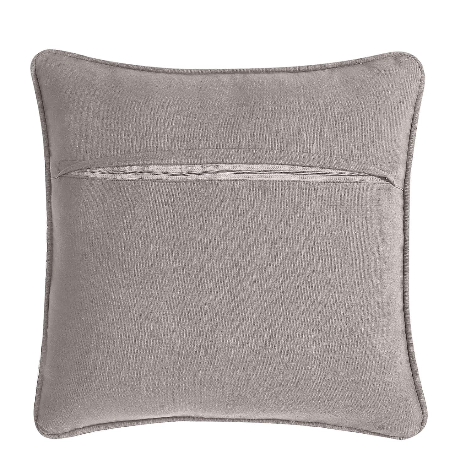 Coastal Brown and Gray Jute Accent Pillow with Rope Trim