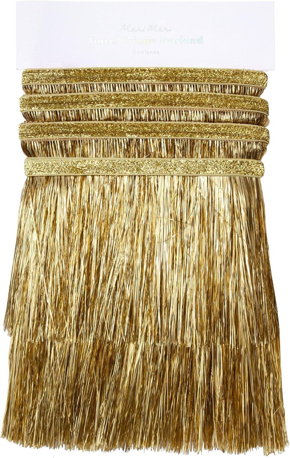 Meri Meri Gold Tinsel Fringe Garland (10' with excess cord - Pack of 1)