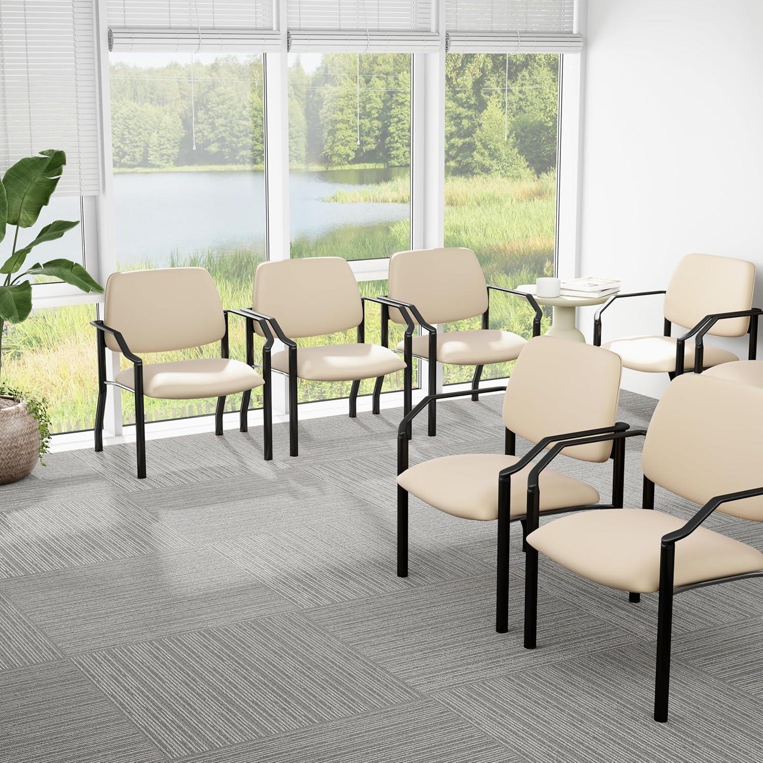 Boss Office Products Big and Tall Vinyl 500 lb. Weight Capacity Guest Armchair, Beige