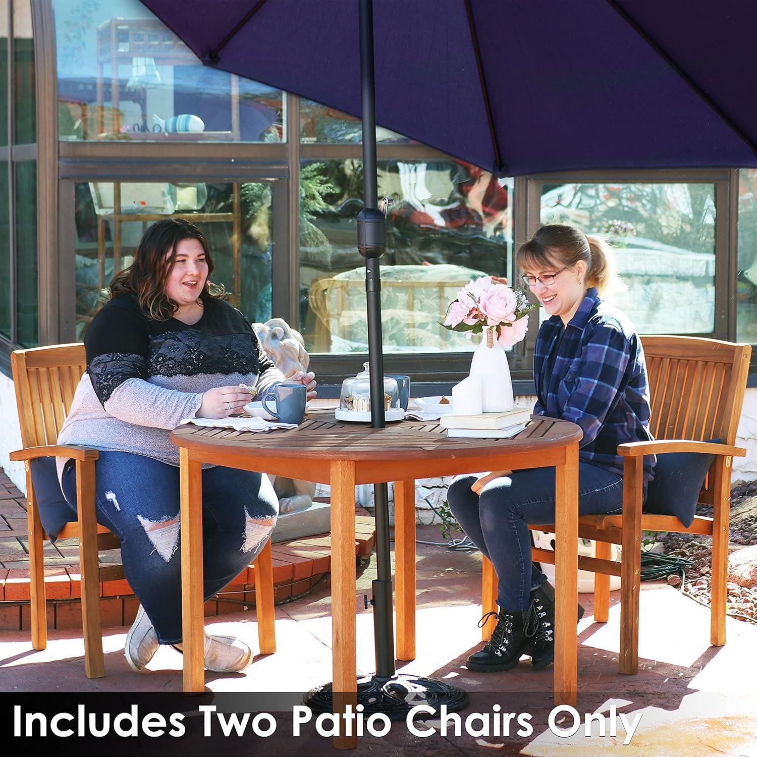 Red Barrel Studio® Datrion Teak Wood Outdoor Stacking Dining Armchair (Set of 2)