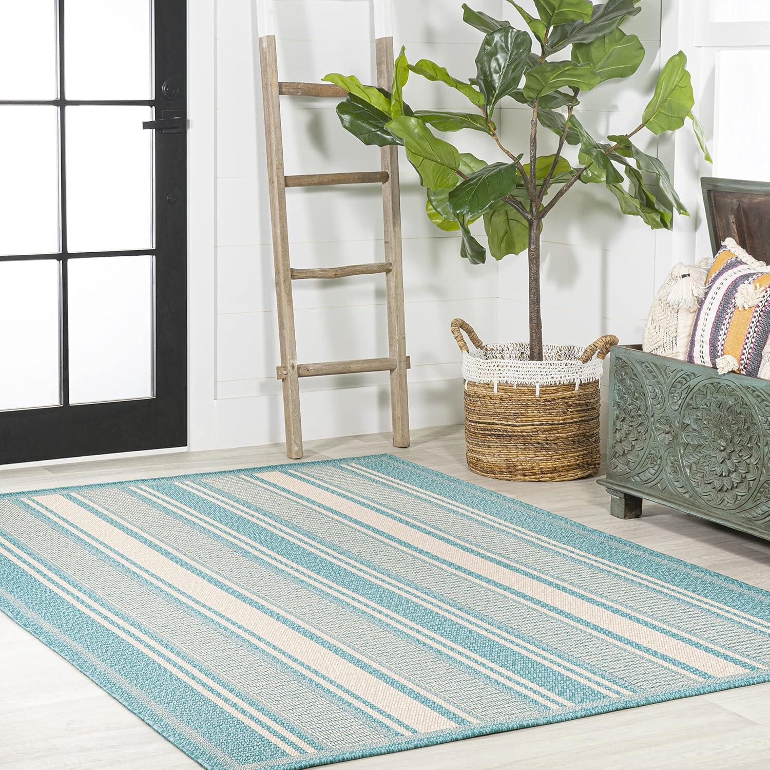 Haynes Modern Double Stripe Indoor/Outdoor Area Rug - JONATHAN Y