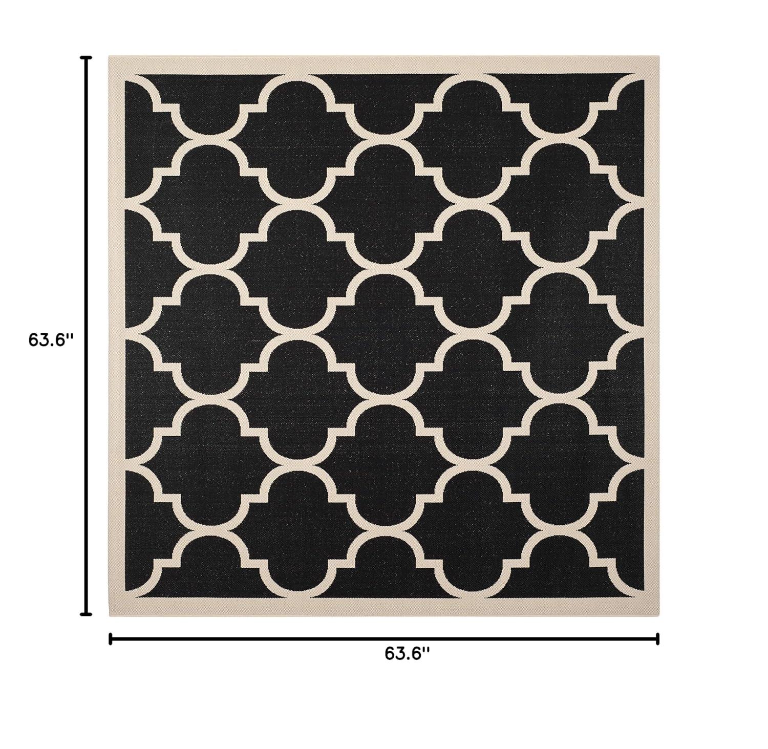 Courtyard CY6914 Power Loomed Indoor/Outdoor Area Rug - Black/Beige - 5'3"x5'3" - Safavieh.