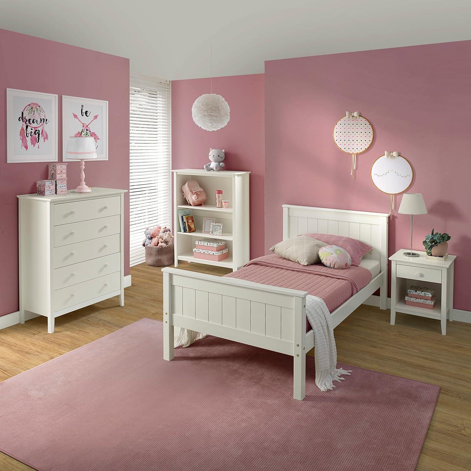 Alaterre Furniture Simplicity Nightstand, Bedside Table with Drawer, Perfect for Kids Bedroom, White
