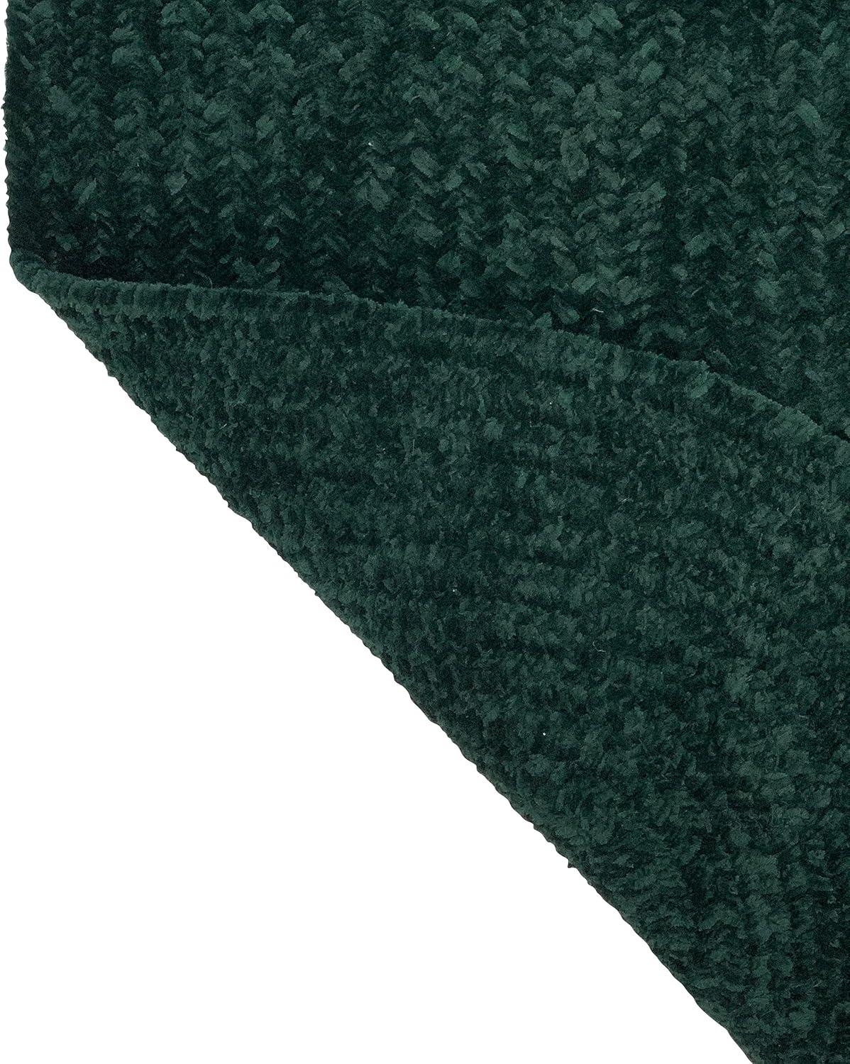 24" x 72" Chenille Solid Collection Emerald Green Reversible Indoor Area Utility Runner Rug - Better Trends