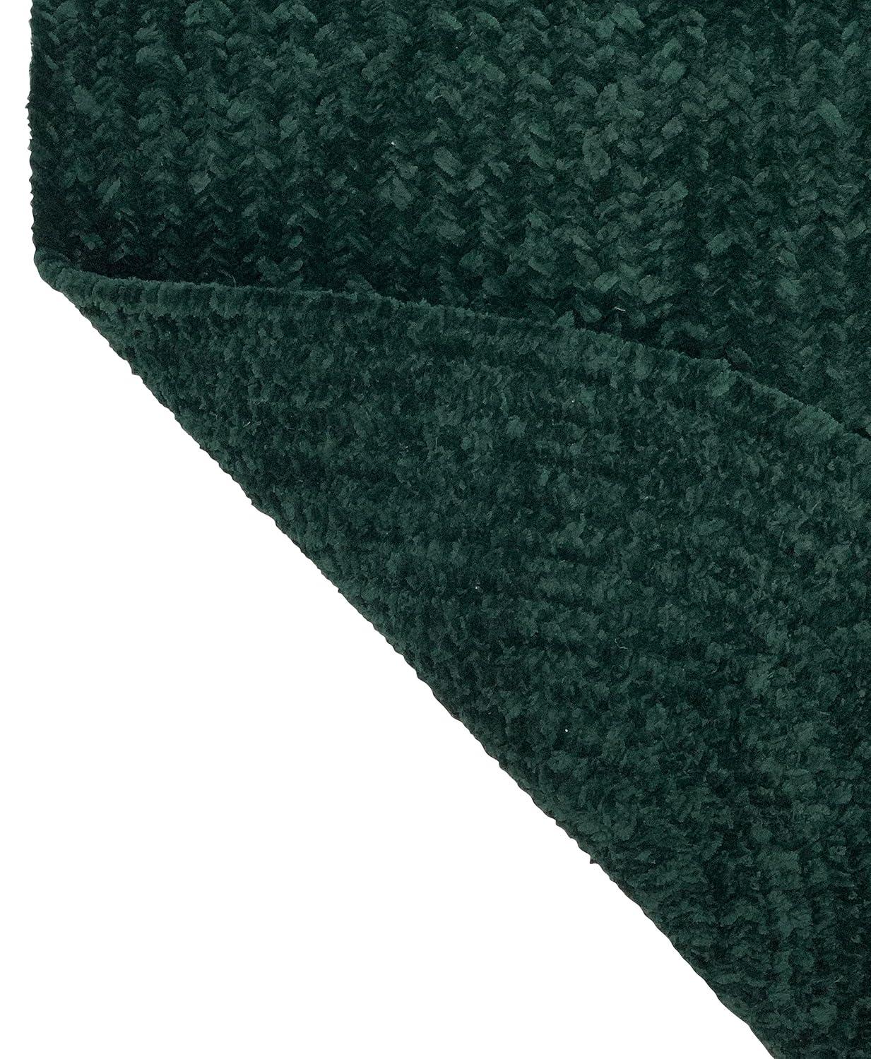 24" x 72" Chenille Solid Collection Emerald Green Reversible Indoor Area Utility Runner Rug - Better Trends