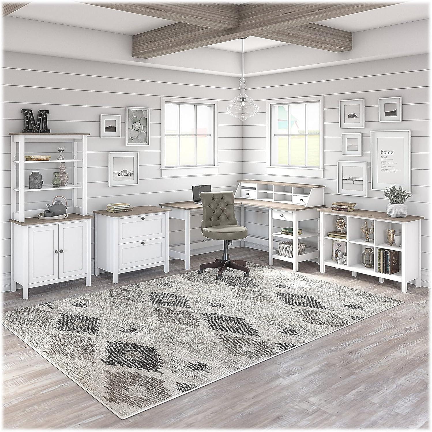 Mayfield 2 Drawer Shiplap Gray and White Lateral File Cabinet