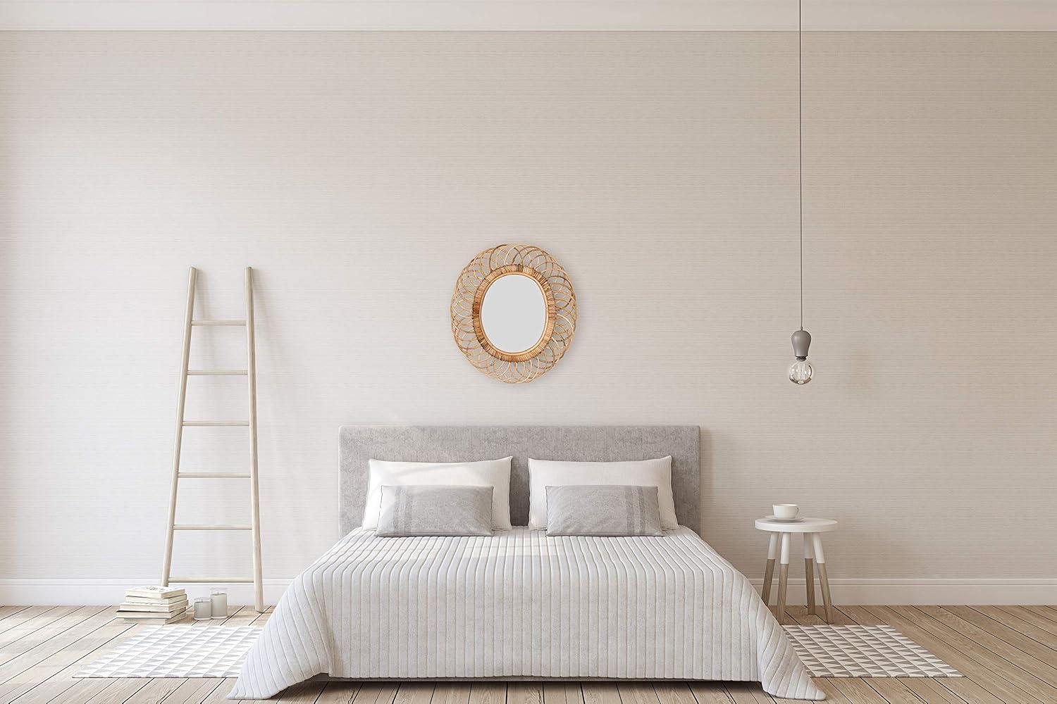 Natural Bamboo Oval Full-Length Wall Mirror