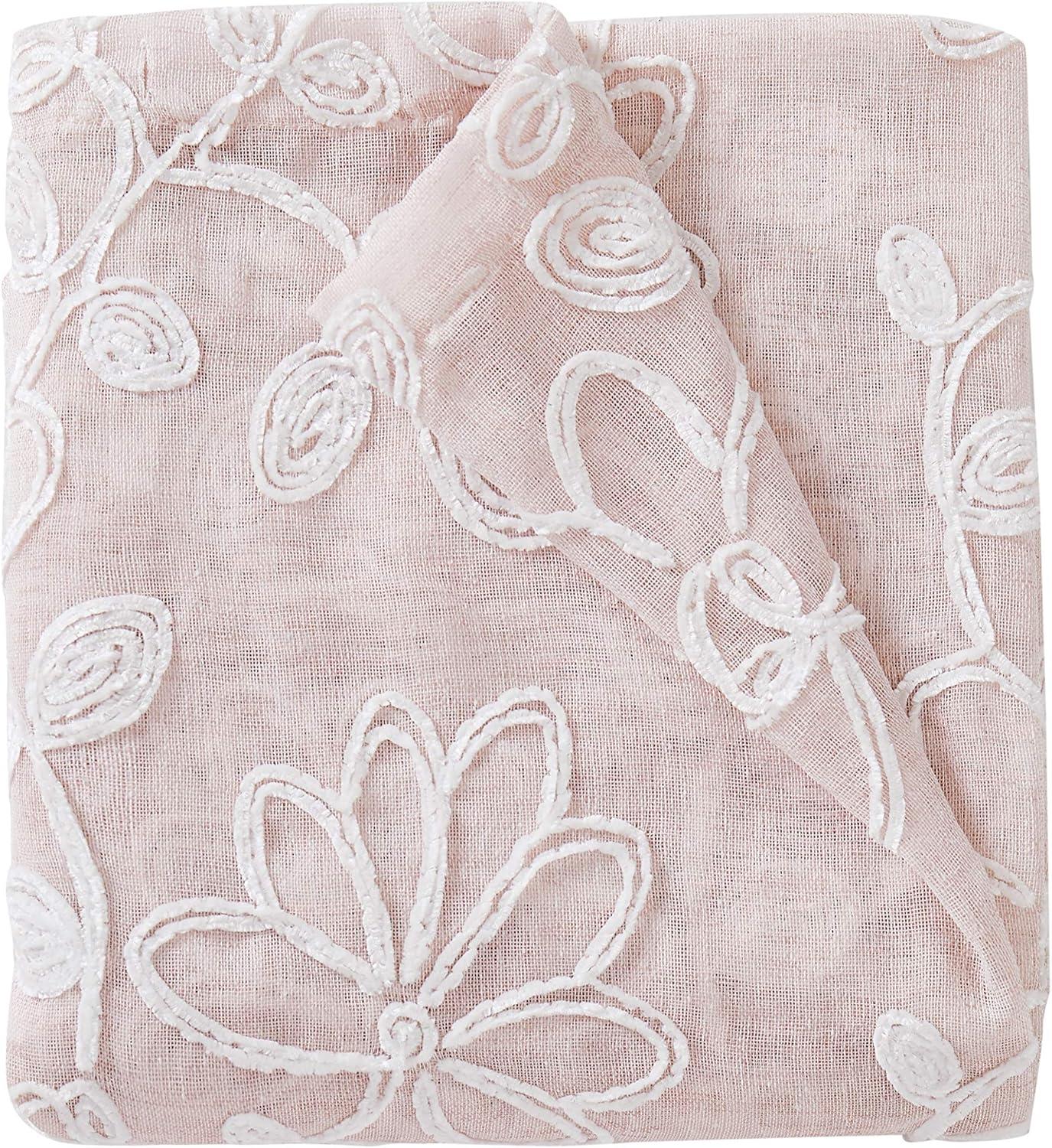 Dainty Home Rita 2-pack Linen Textured Grommet Window Panels With 3d Chenille Floral Embroidery Blush 76" W x 84" L