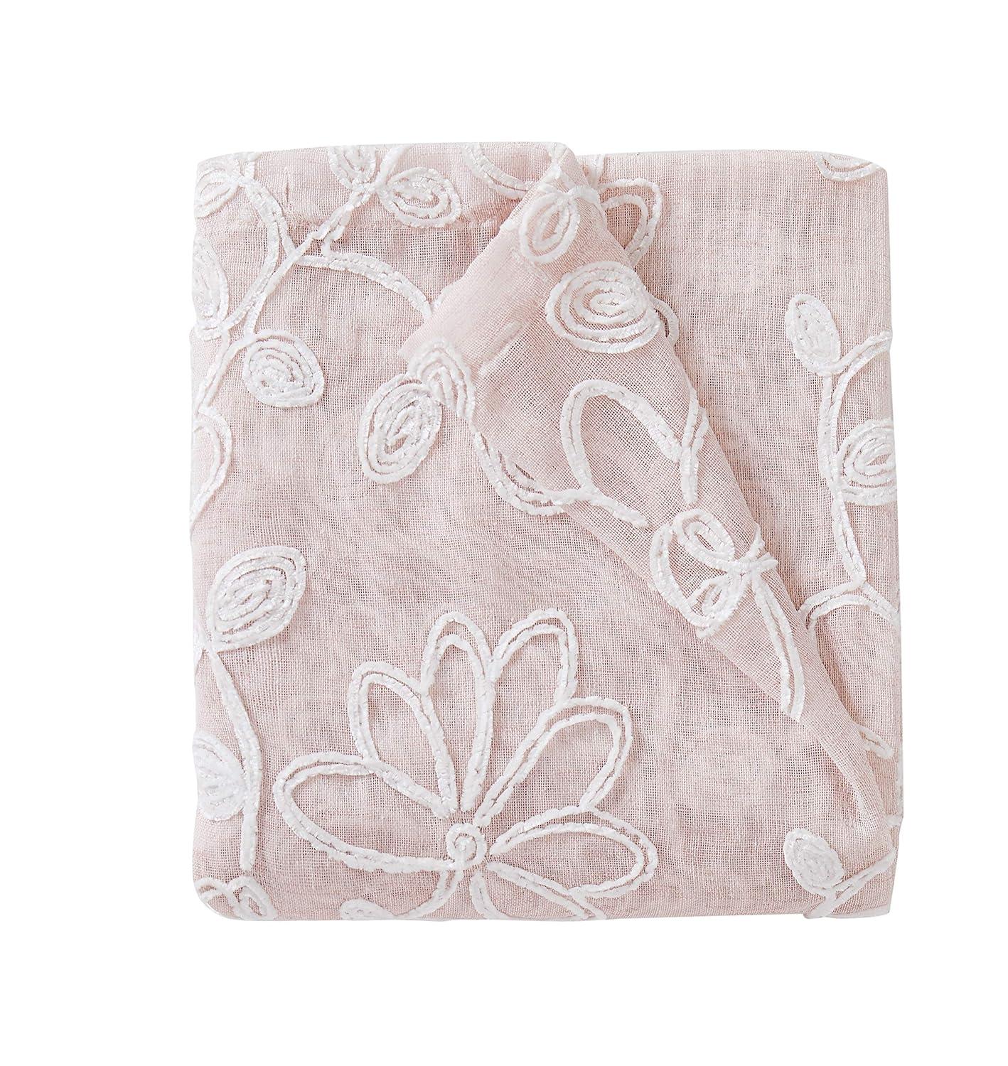 Dainty Home Rita 2-pack Linen Textured Grommet Window Panels With 3d Chenille Floral Embroidery Blush 76" W x 84" L