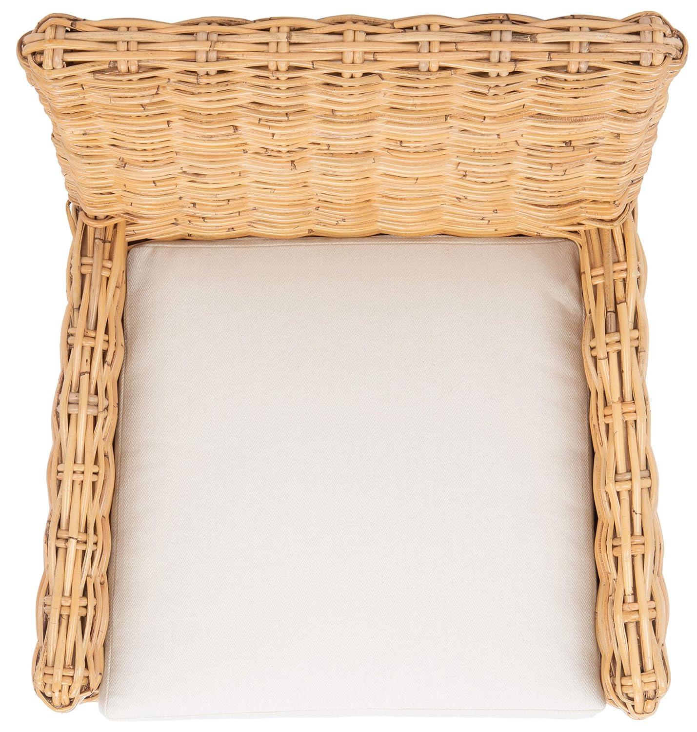 Nancy Rattan Accent Chair W/ Cushion - ACH6518 - White/Natural - Safavieh