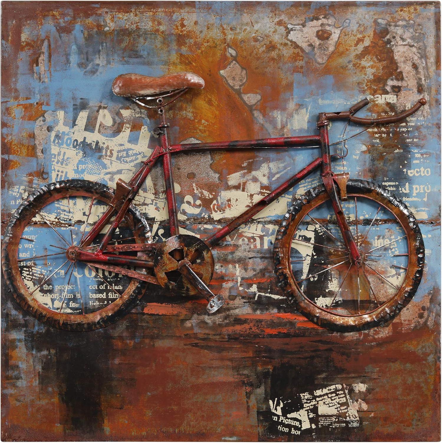 Empire Art Direct  Primo Mixed Media Hand Painted Iron Wall Sculpture - Biking