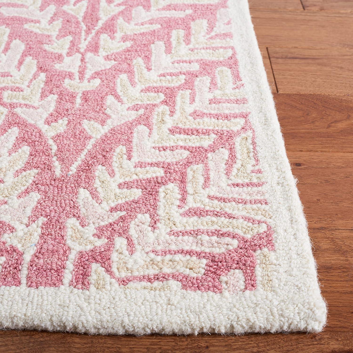 SAFAVIEH Capri Proinsias Leaves Wool Area Rug, Pink/Ivory, 3' x 5'