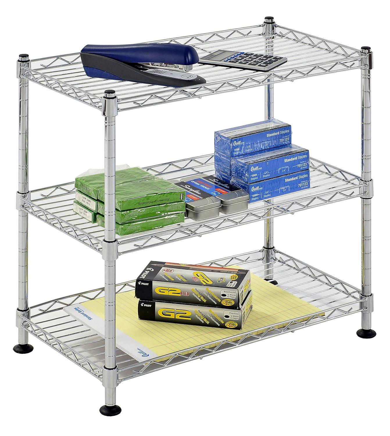 Muscle Rack Adjustable 3 Tier Freestanding Garage Storage Shelves, Chrome