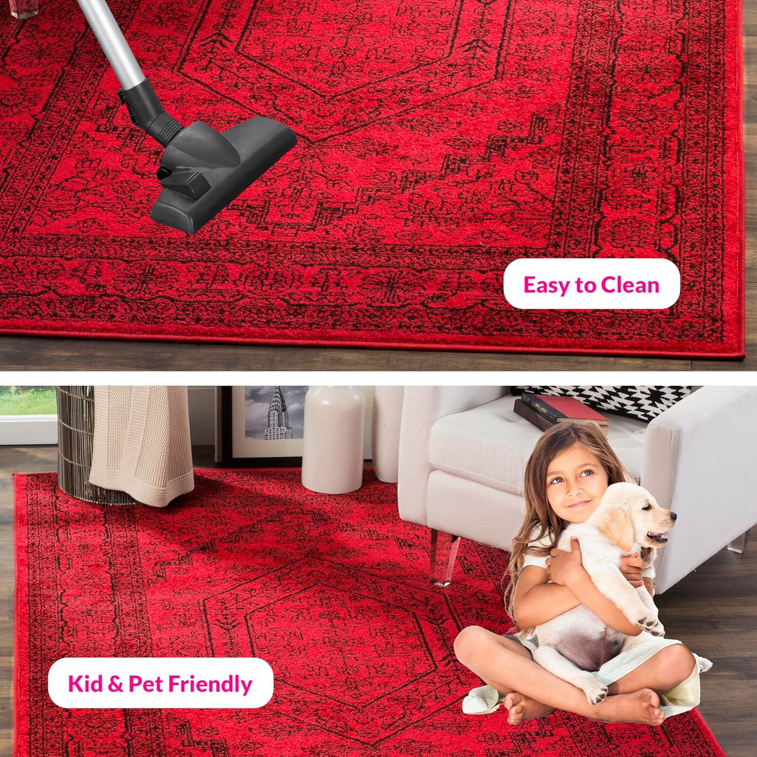 Adirondack ADR108 Power Loomed Area Rug - Red/Black - 8'9"x11'9" - Safavieh.