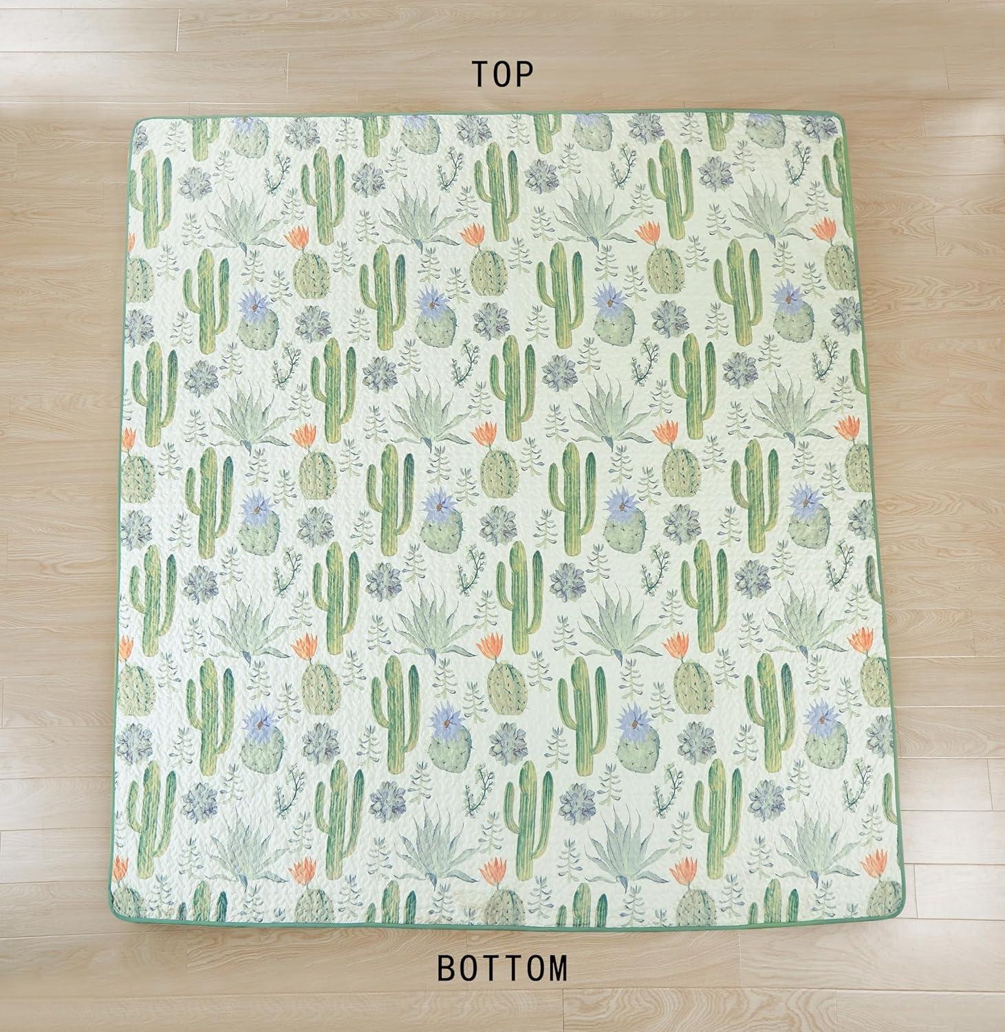 Chezmoi Collection Gregory Serene Desert Cactus Succulent Plants Microfiber Quilt Set