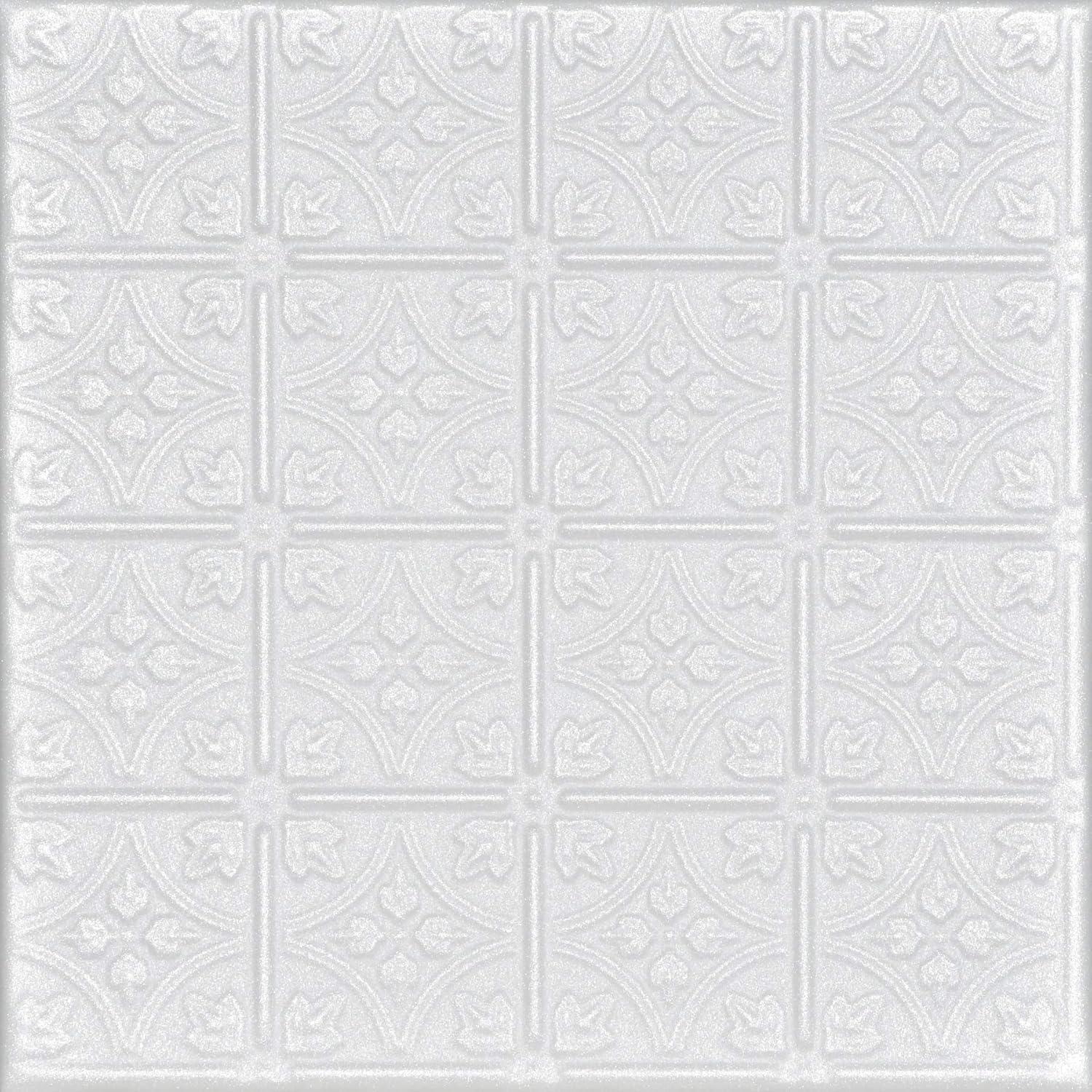 Lucas's Shield 19.6'' L x 19.6'' W Textured Polystyrene Glue Up Ceiling Tile In White