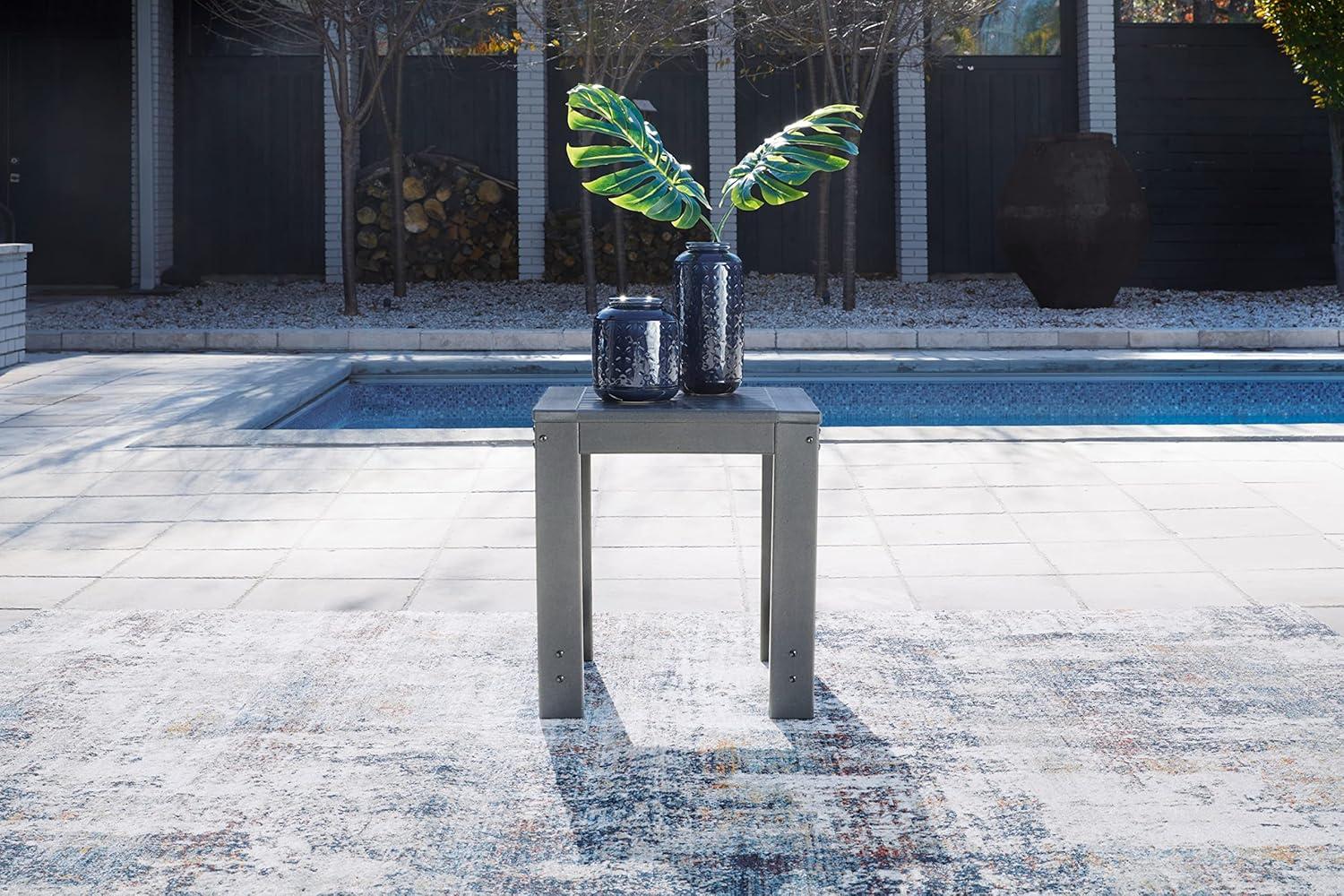 Charcoal Gray Square Outdoor End Table in HDPE