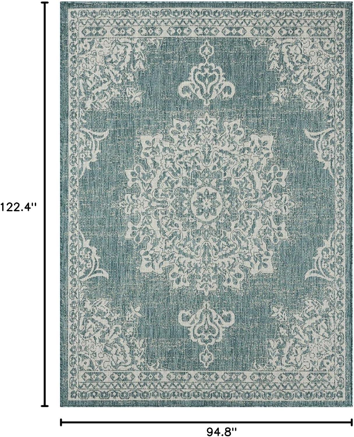 Nicole Miller New York Patio Country Azalea Medallion Indoor/Outdoor Area Rug, Blue/White