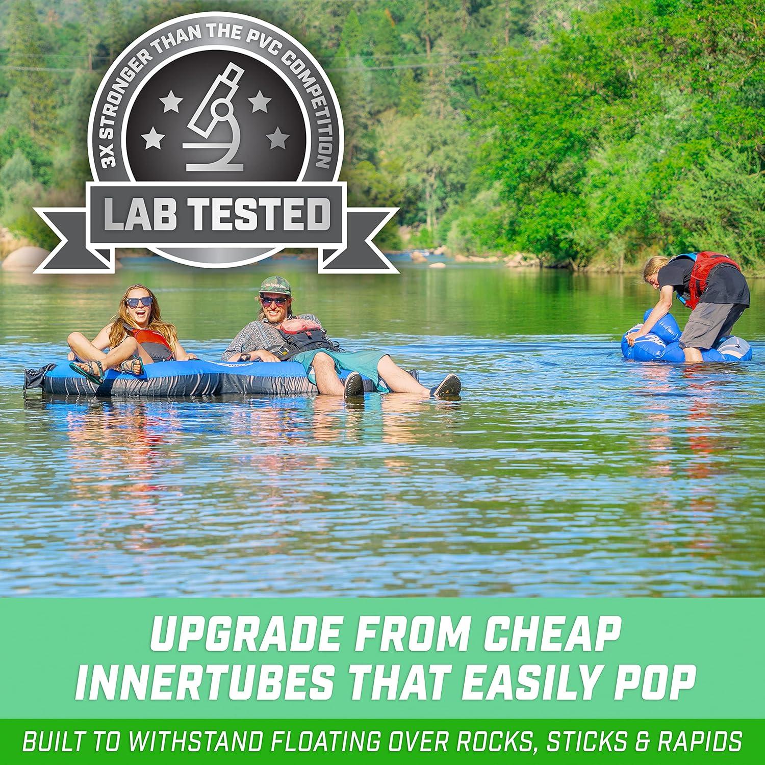 GoSports Heavy-Duty 2 Person Floating River Tube with Premium Canvas Cover-Commercial Grade Double River Tube-Blue