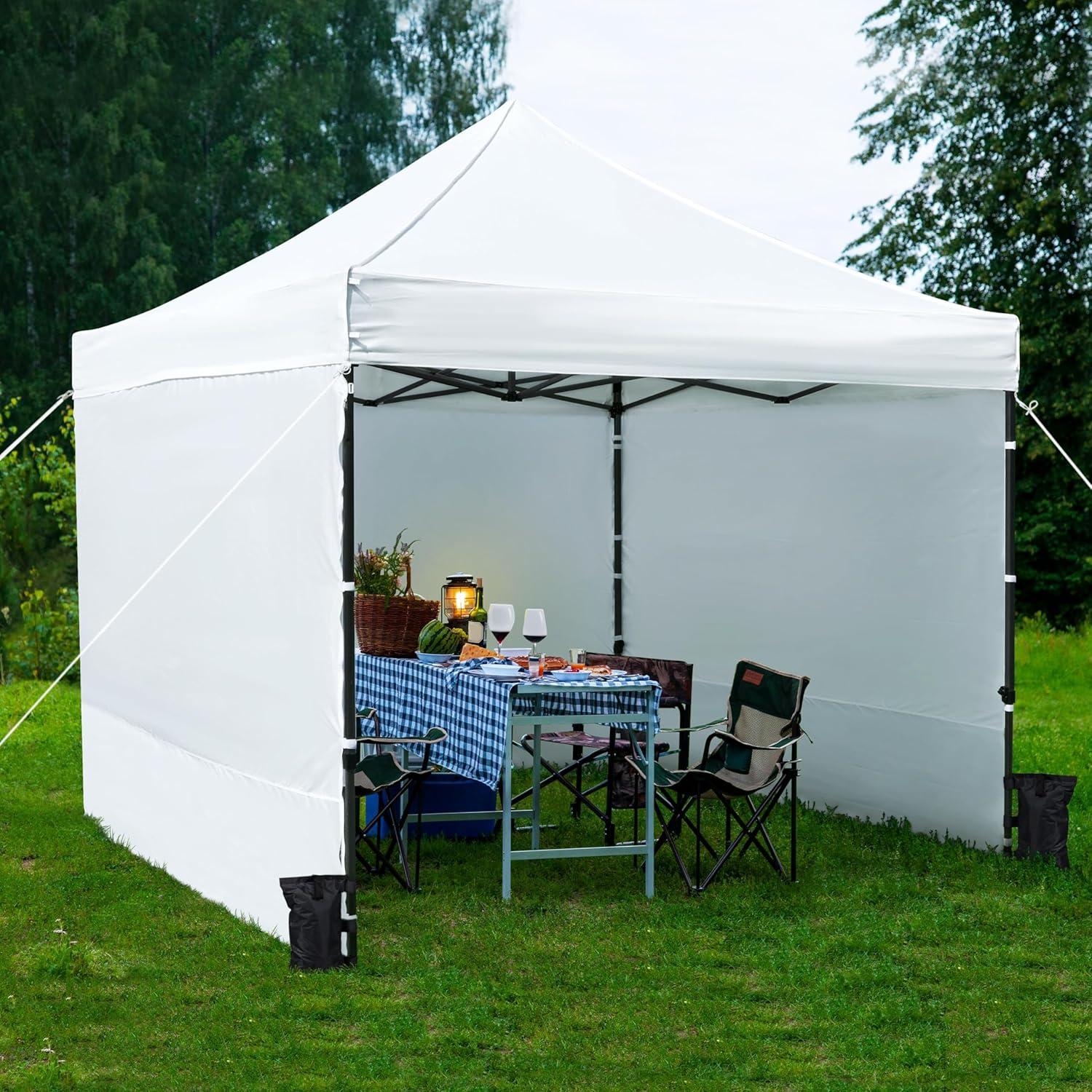 10x10ft White Waterproof Canopy Tent with Removable Sidewalls