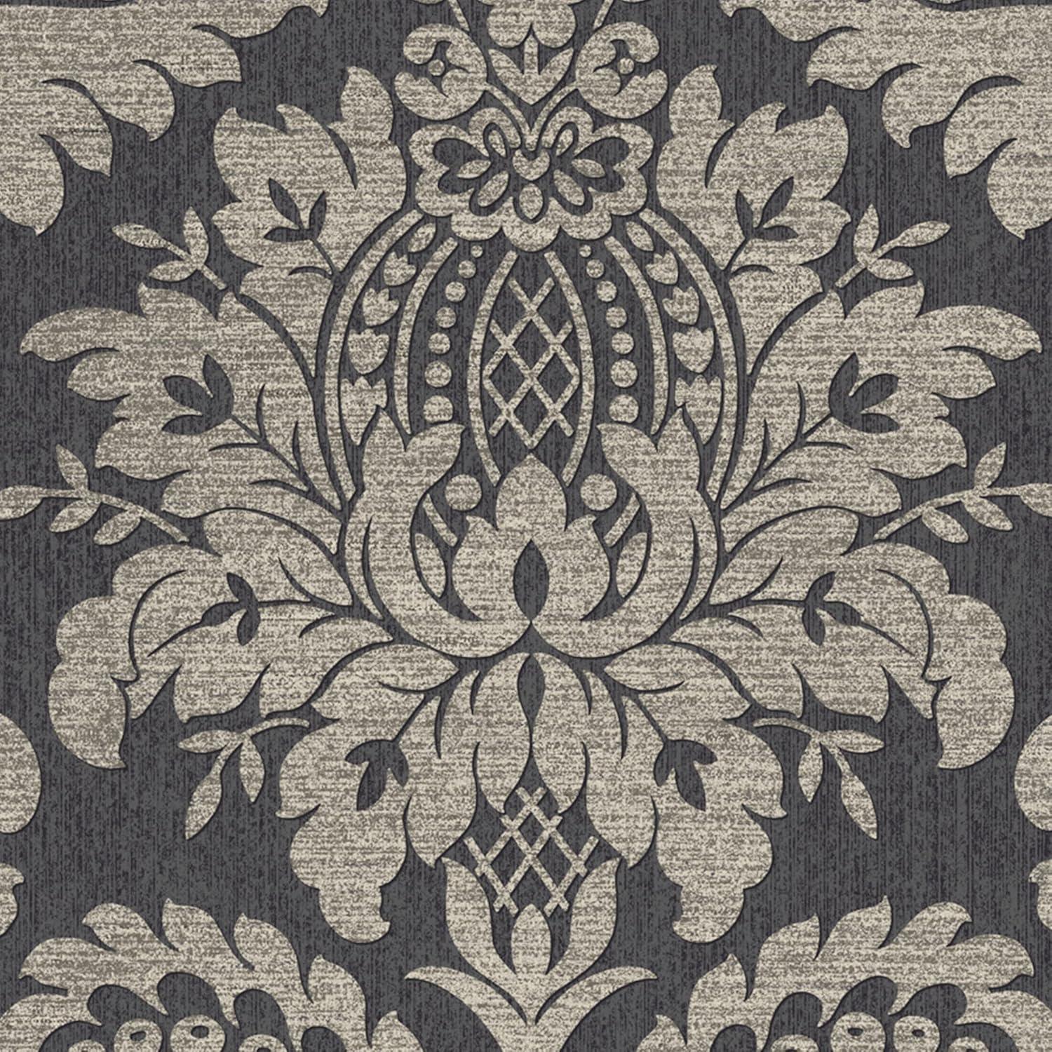 Archive Damask Black and Gold Wallpaper