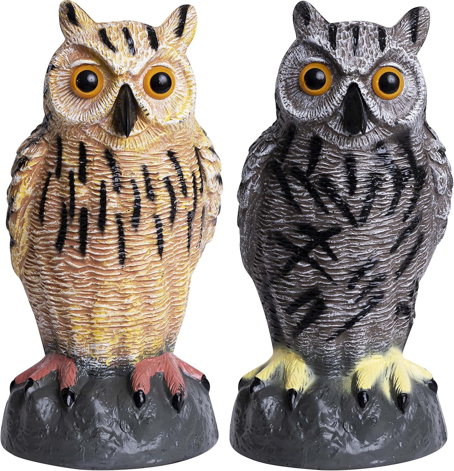 2Pack Fake Owl Decoy to Keep Birds Away Garden Decoration Bird Scare Devices for Garden Outdoor Yard