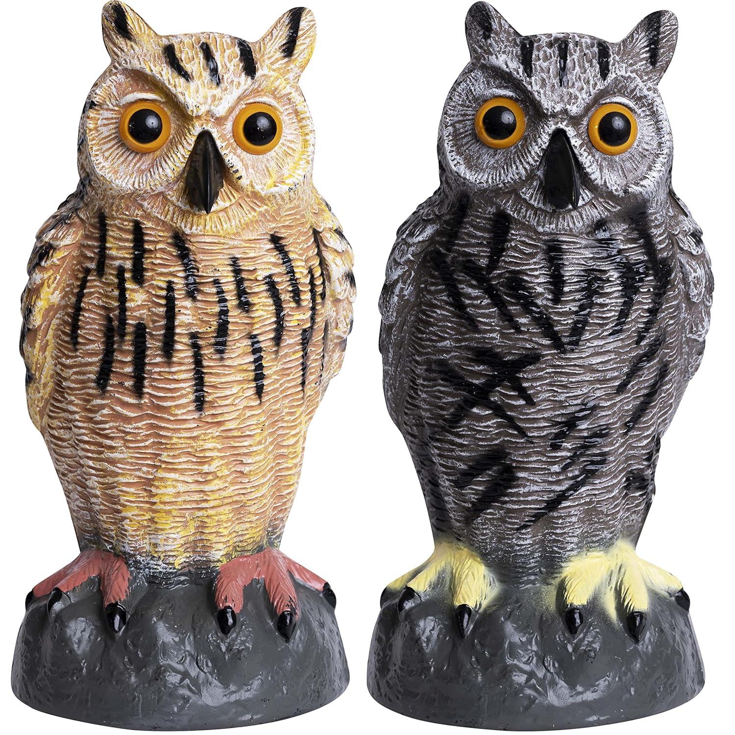 2Pack Fake Owl Decoy to Keep Birds Away Garden Decoration Bird Scare Devices for Garden Outdoor Yard