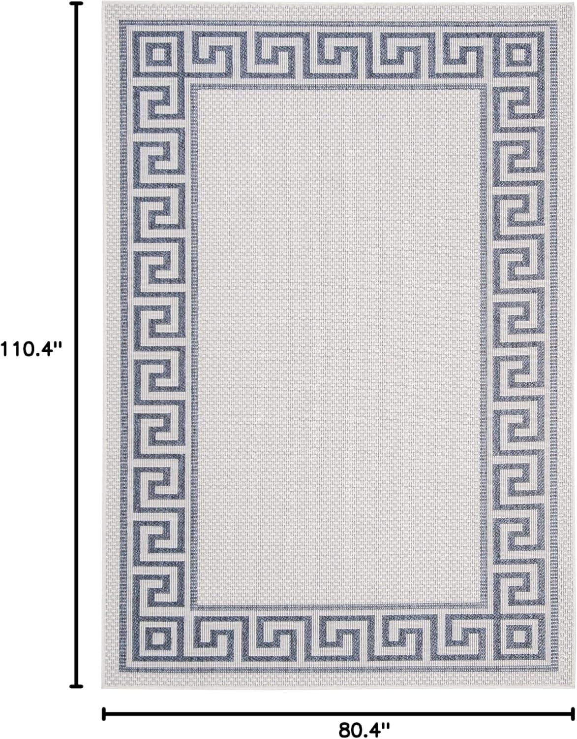 Bermuda BMU820 Power Loomed Indoor/Outdoor Area Rug - Ivory/Blue - 6'7"x9'2" - Safavieh.