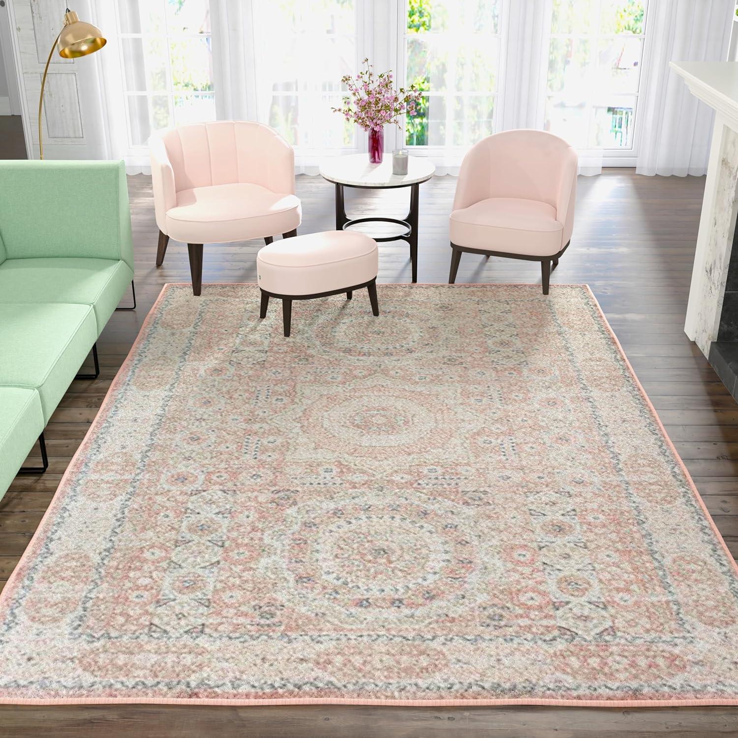 Rugs America Harper Pink Transitional Vintage Area Rug