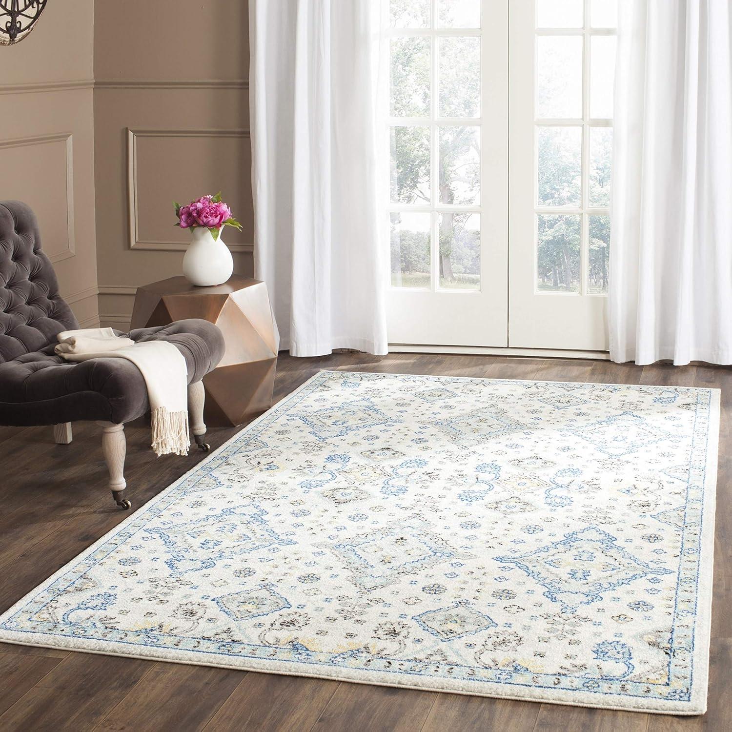 Evoke EVK224 Power Loomed Accent Rug - Ivory/Light Blue - 3'x5' - Safavieh.