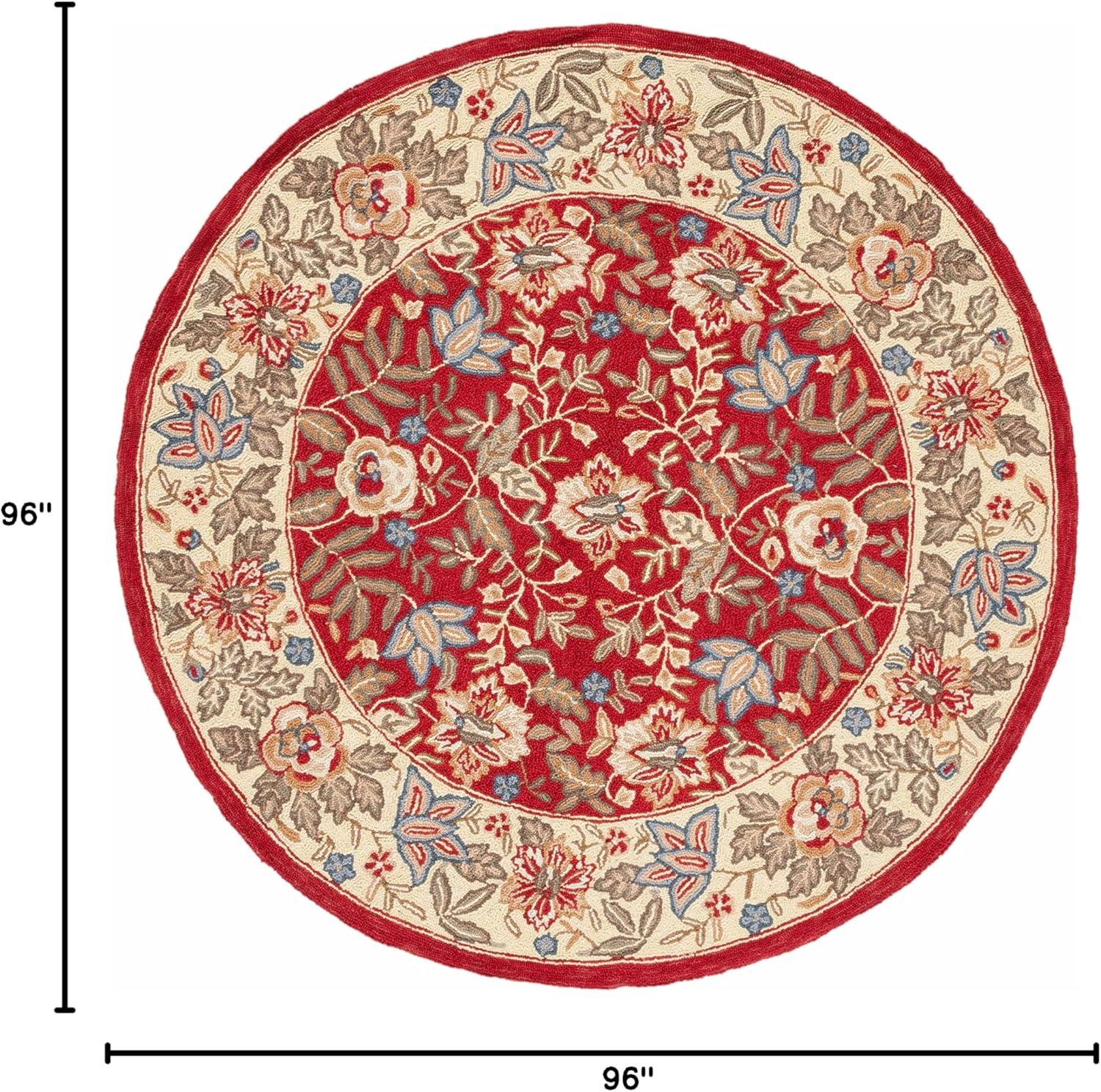 Chelsea HK140 Hand Hooked Area Rug - Red/Ivory - 8' round - Safavieh.