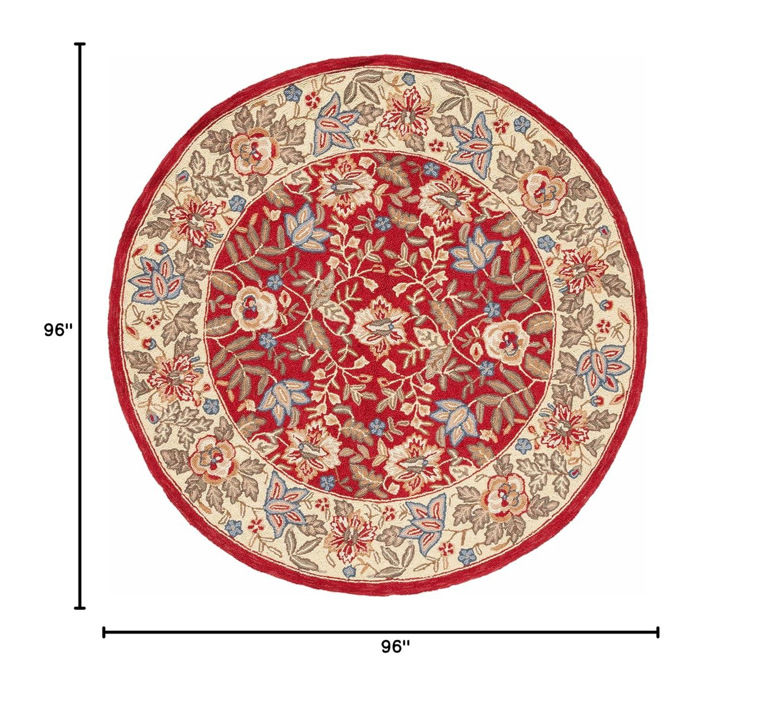 Chelsea HK140 Hand Hooked Area Rug - Red/Ivory - 8' round - Safavieh.