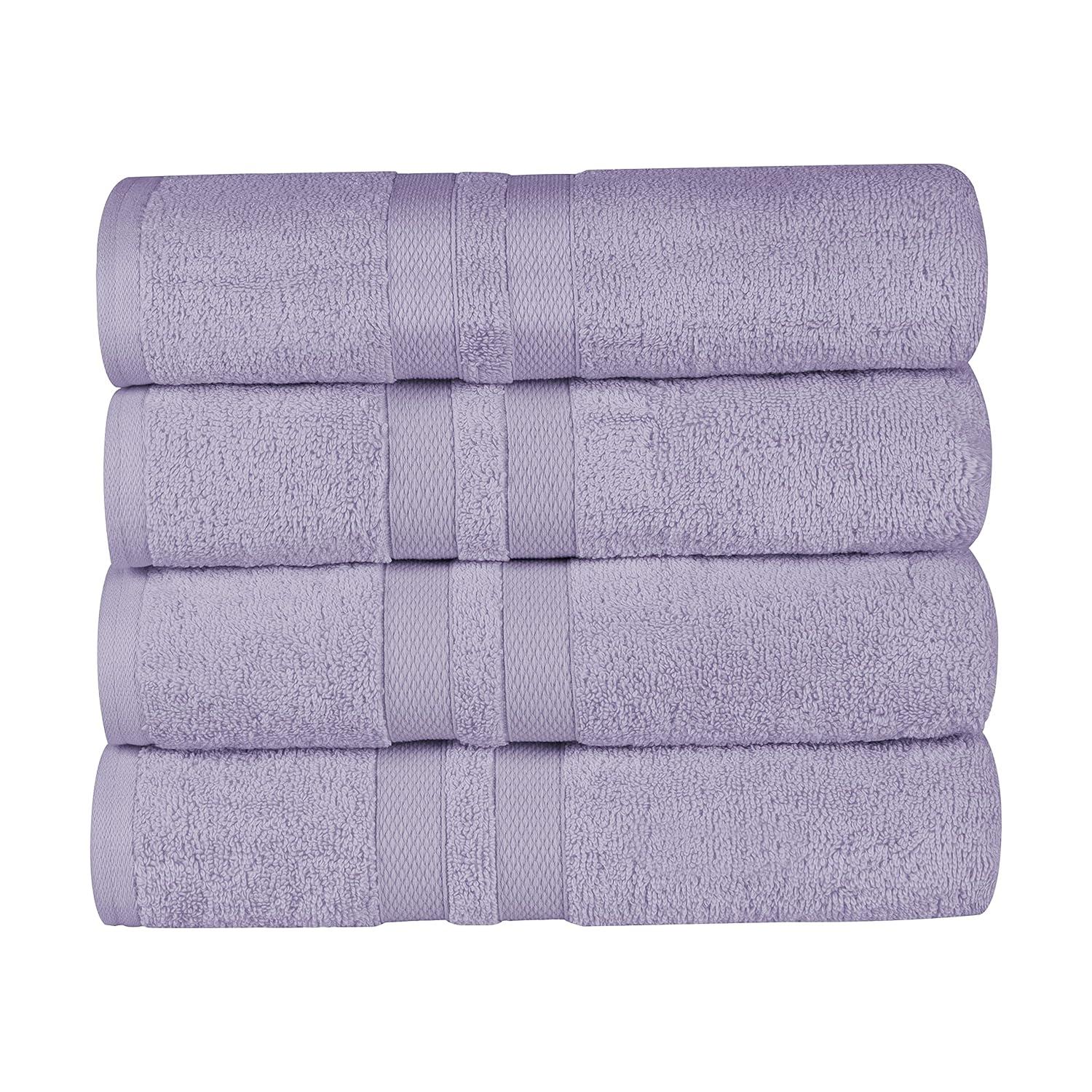 Superior Ultra Soft Cotton Solid 4-Piece Bath Towel Sets, Wisteria