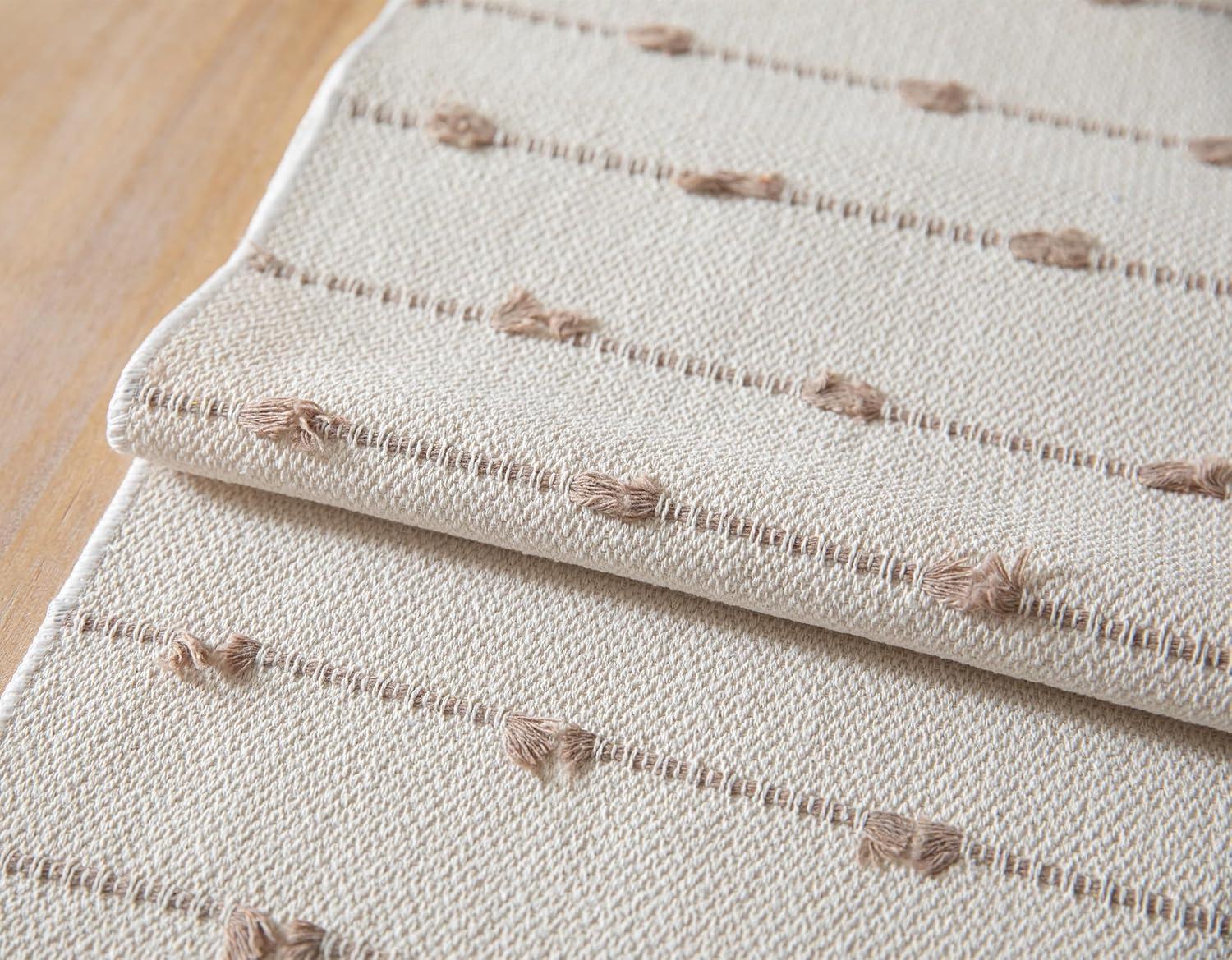 Foundry Select Boho Table Runner 13 X 108 Inch Long Natural Cotton Woven Runner With Tassels For Home Dining Table Décor, For Modern Farmhouse Decor Coffee Table Runner, Taupe And Beige