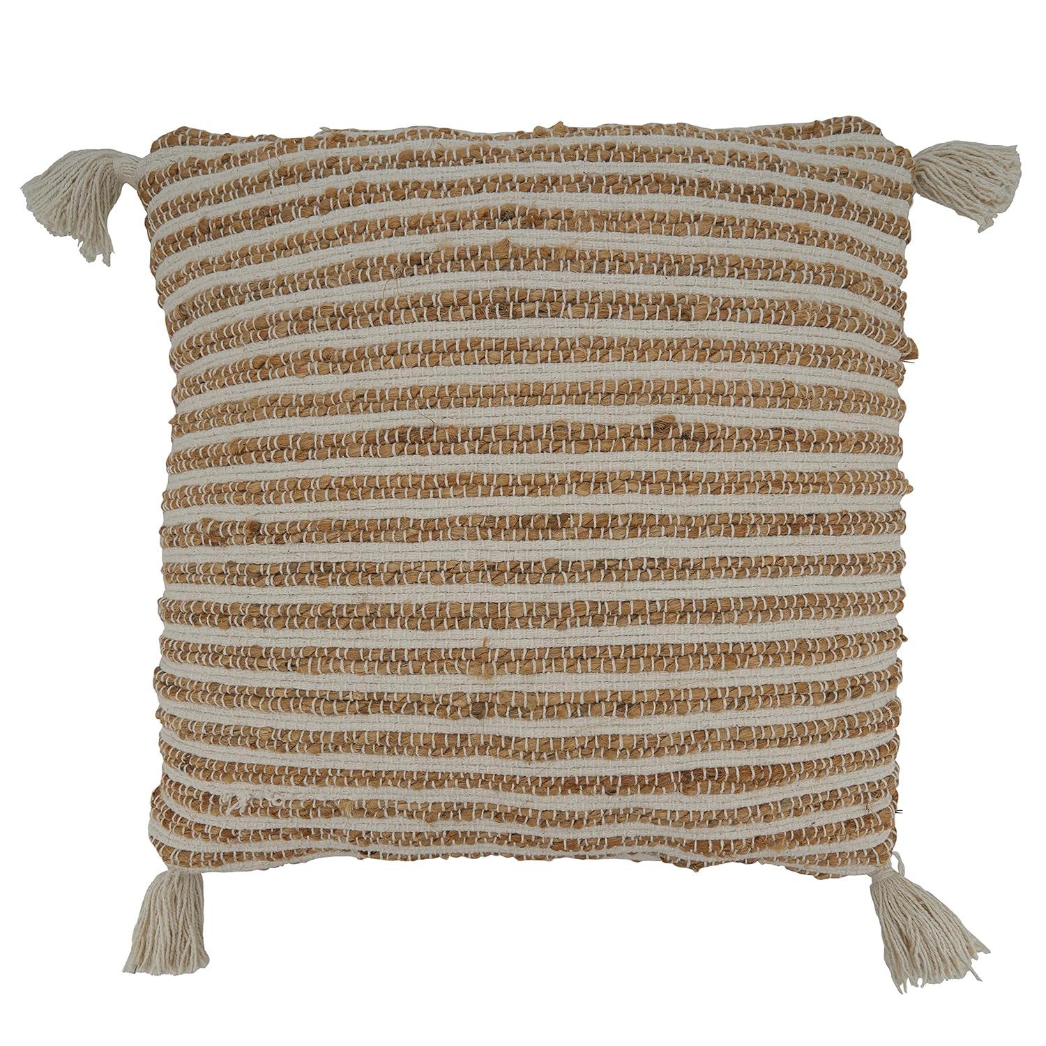 Saro Aziza Collection Tassels Cotton Pillow Cover