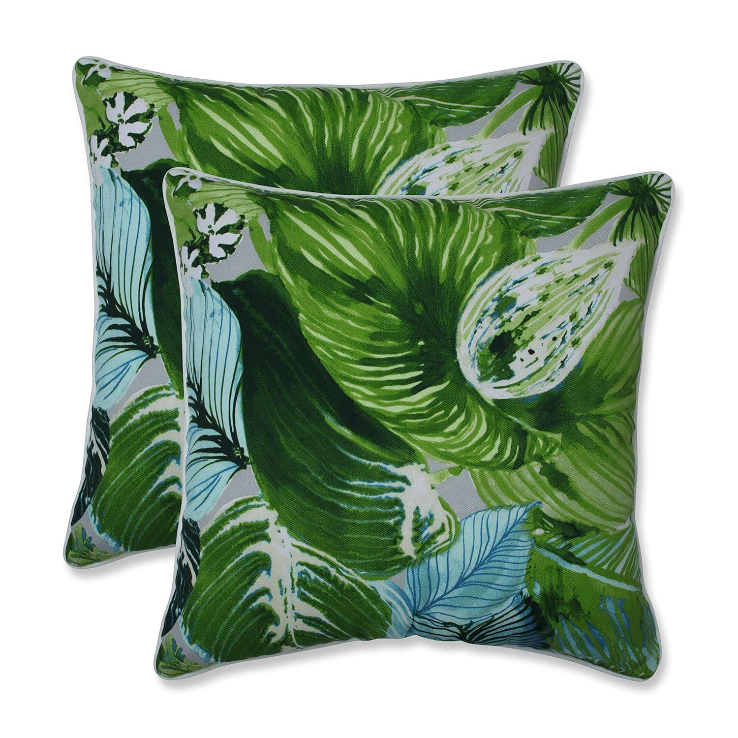 Pillow Perfect Lush Leaf Jungle Indoor/Outdoor Reversible Throw Pillow (Set of 2)